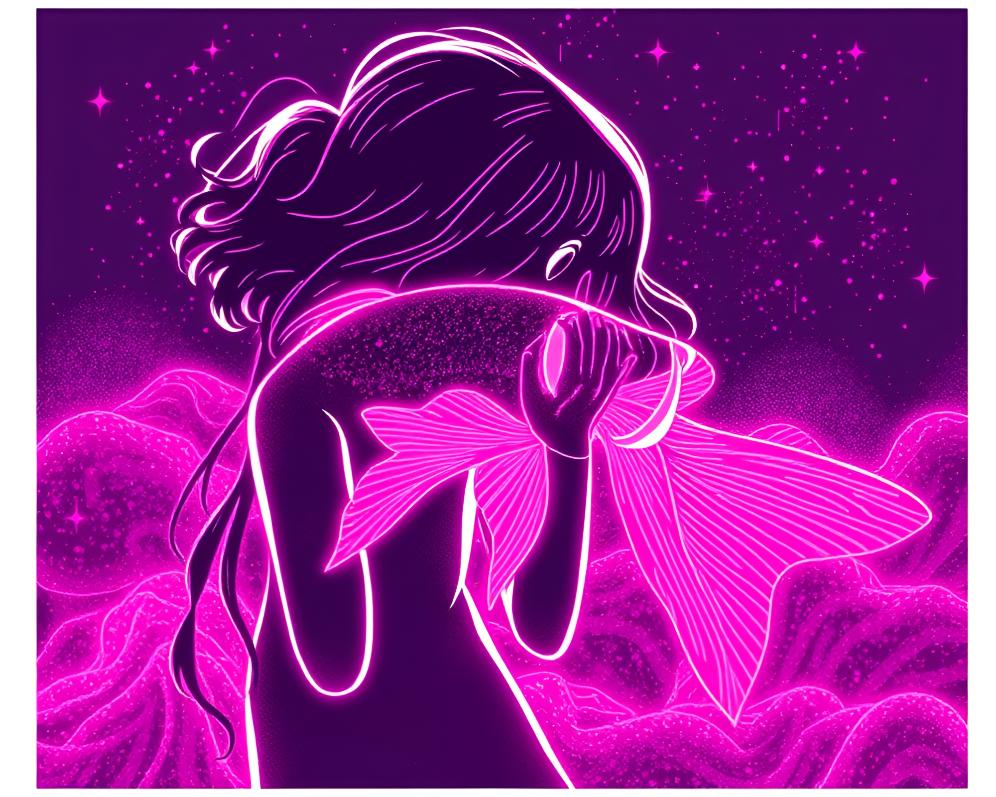 Enchanted Nymph in Magenta ASCII Art Creation – free AI stock image