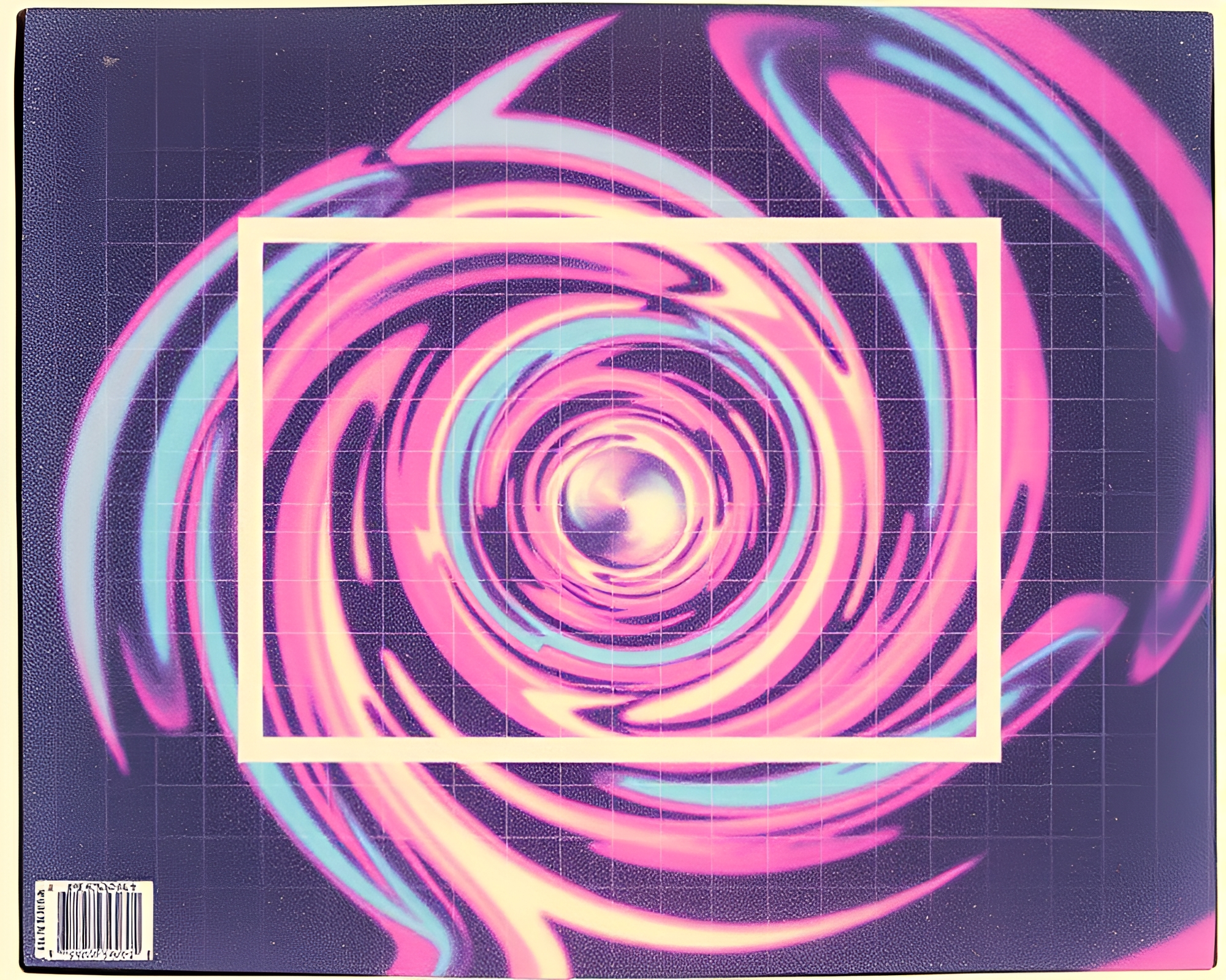 Psychedelic Swirls in Vintage Algorithmic Art Grid Overlay – free AI stock image