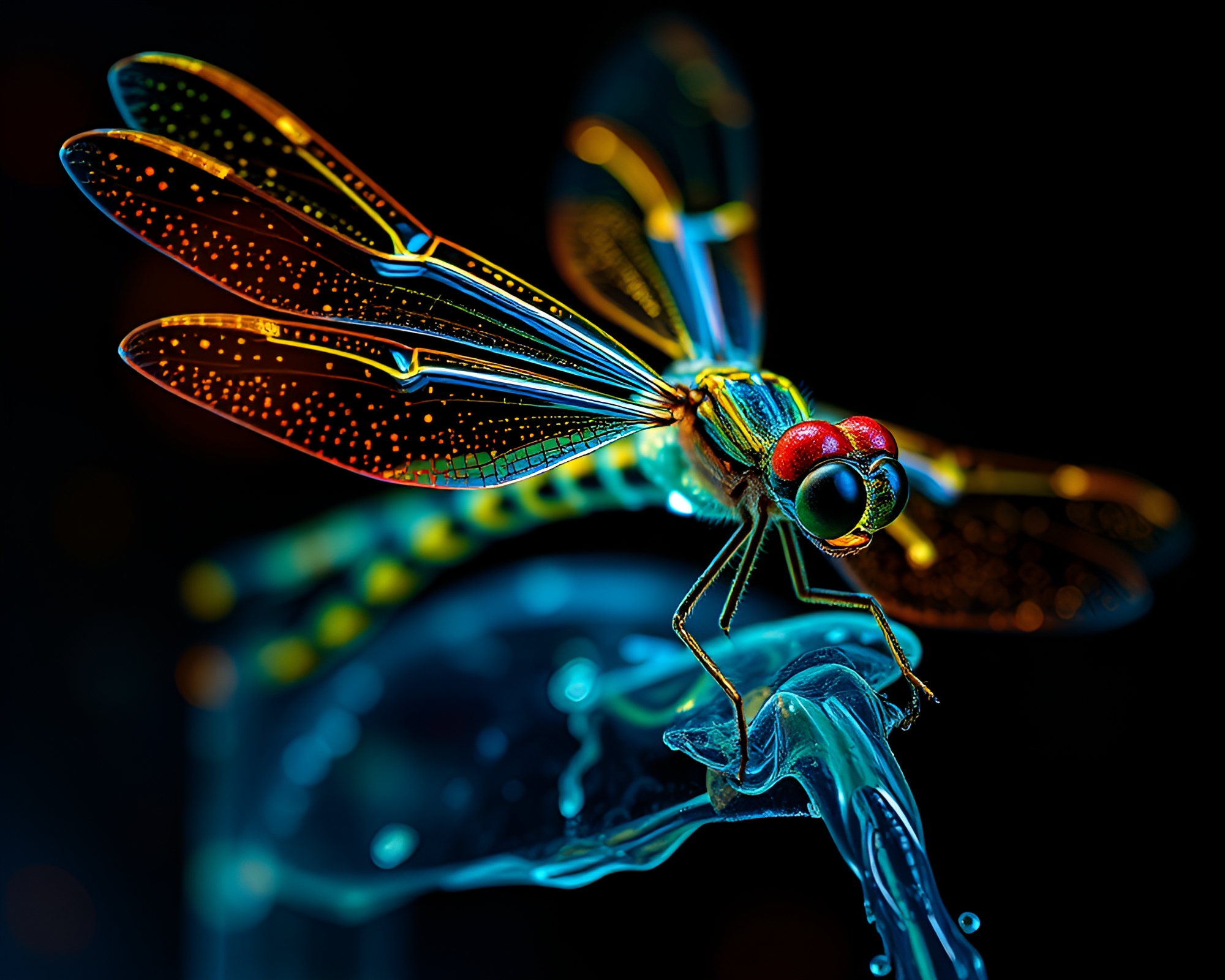 Dragonfly Glass Distortion Glow Hyper-Realistic Artwork – free AI stock image
