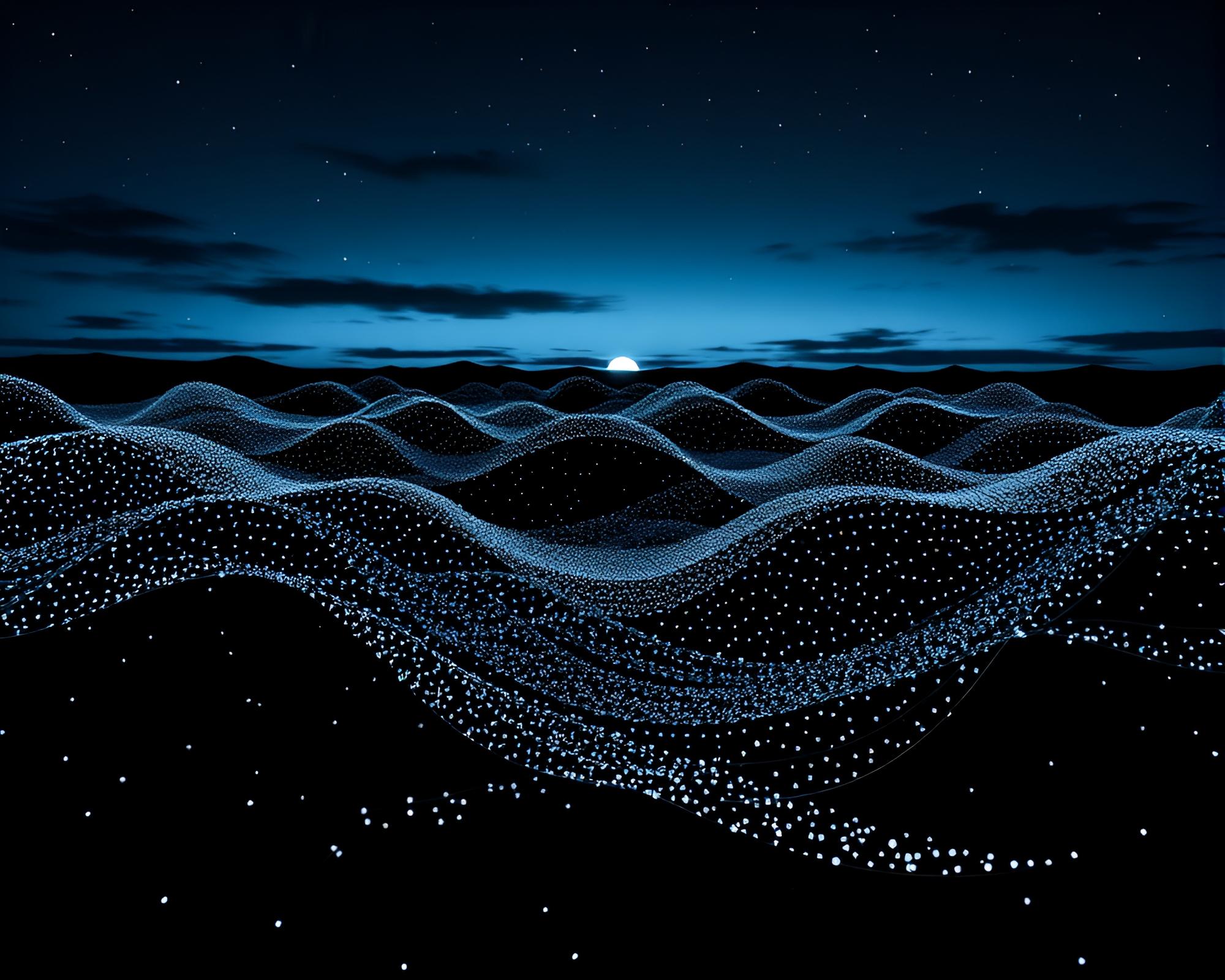Twilight Tessellated Particles: Monochrome Mosaic – free AI stock image