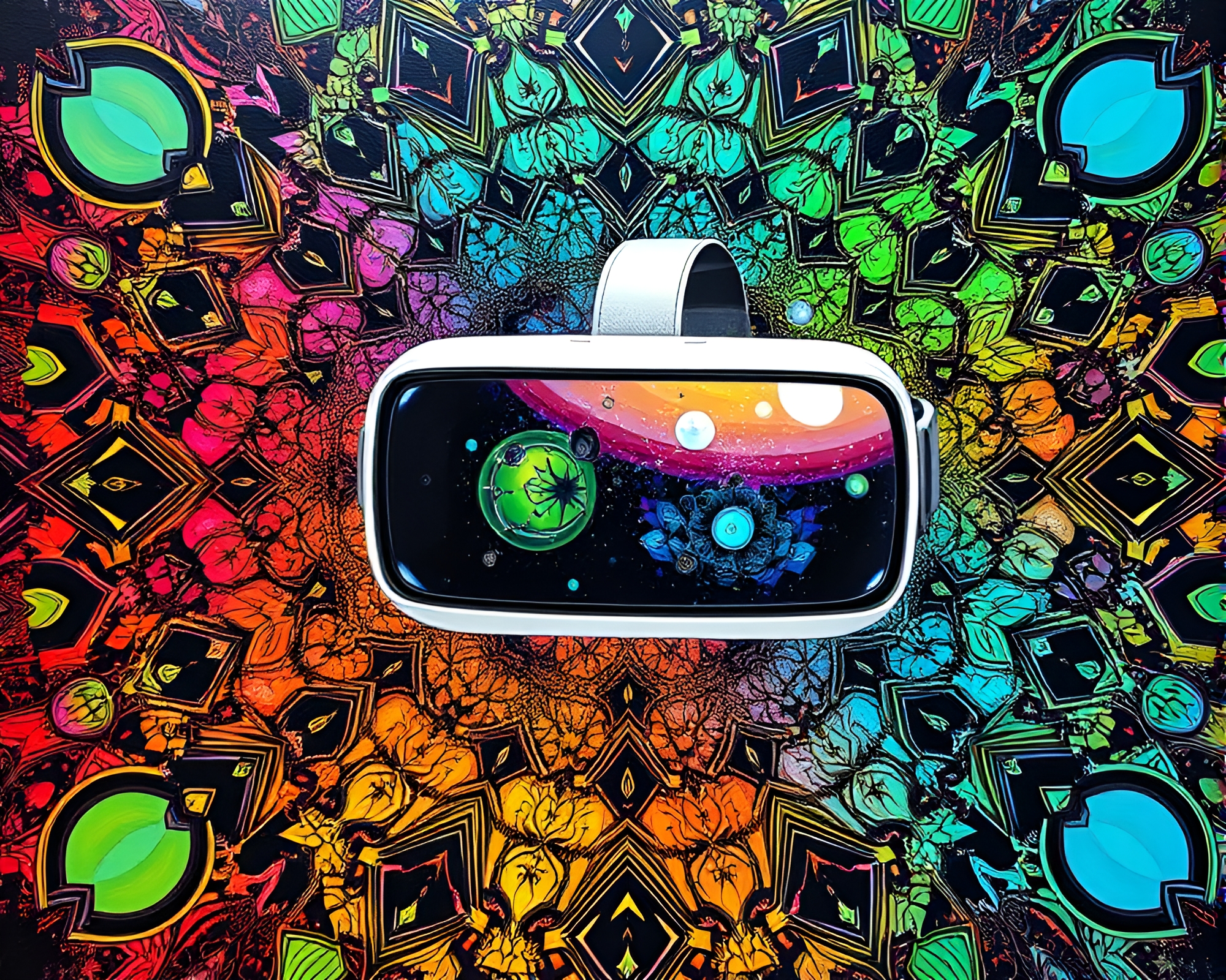 Virtual Reality Kaleidoscope Painting in Crosshatch Style – free AI stock image