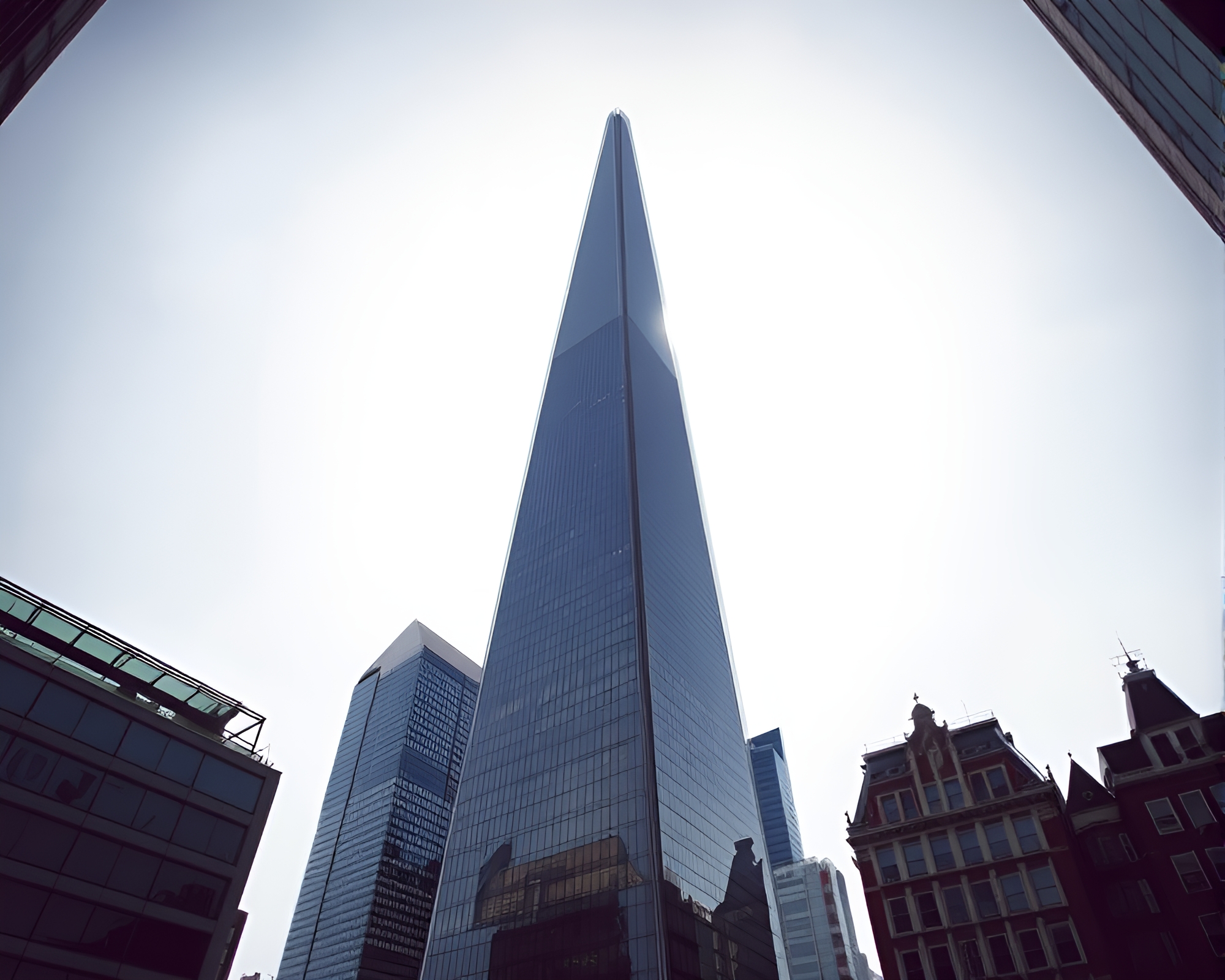 Eclipse Shadows on Skyscraper at Dutch Angle – free AI stock image