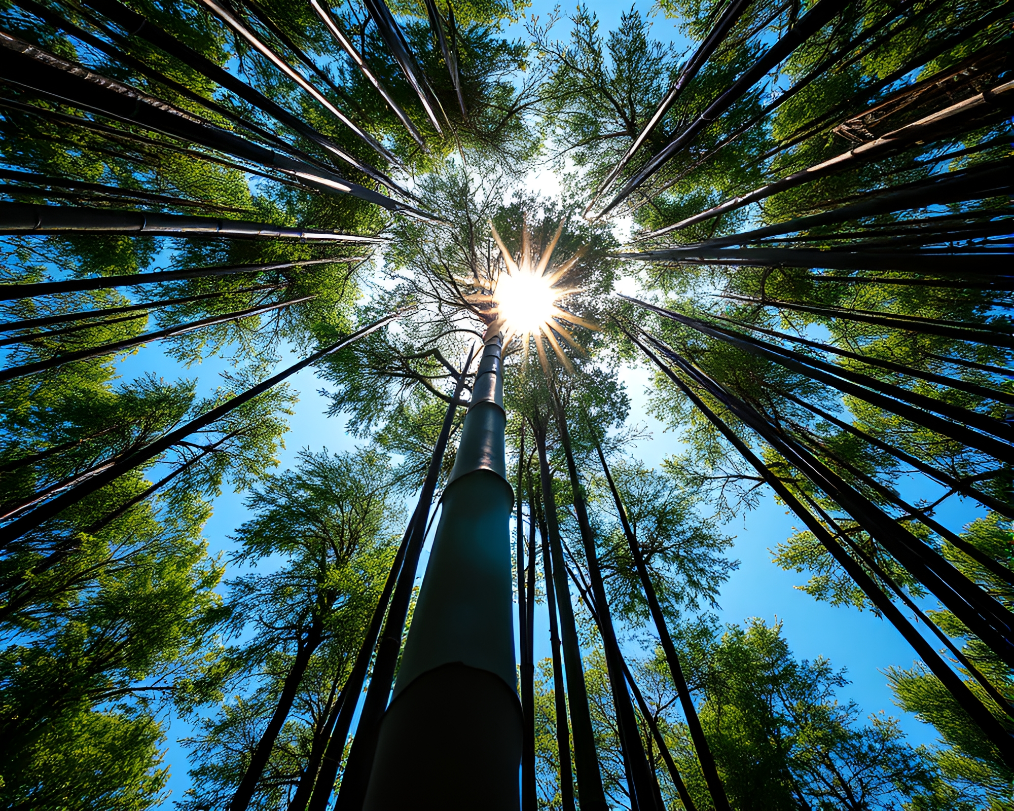 Bamboo Grove Solar Flare Grunge Dream – free AI stock image