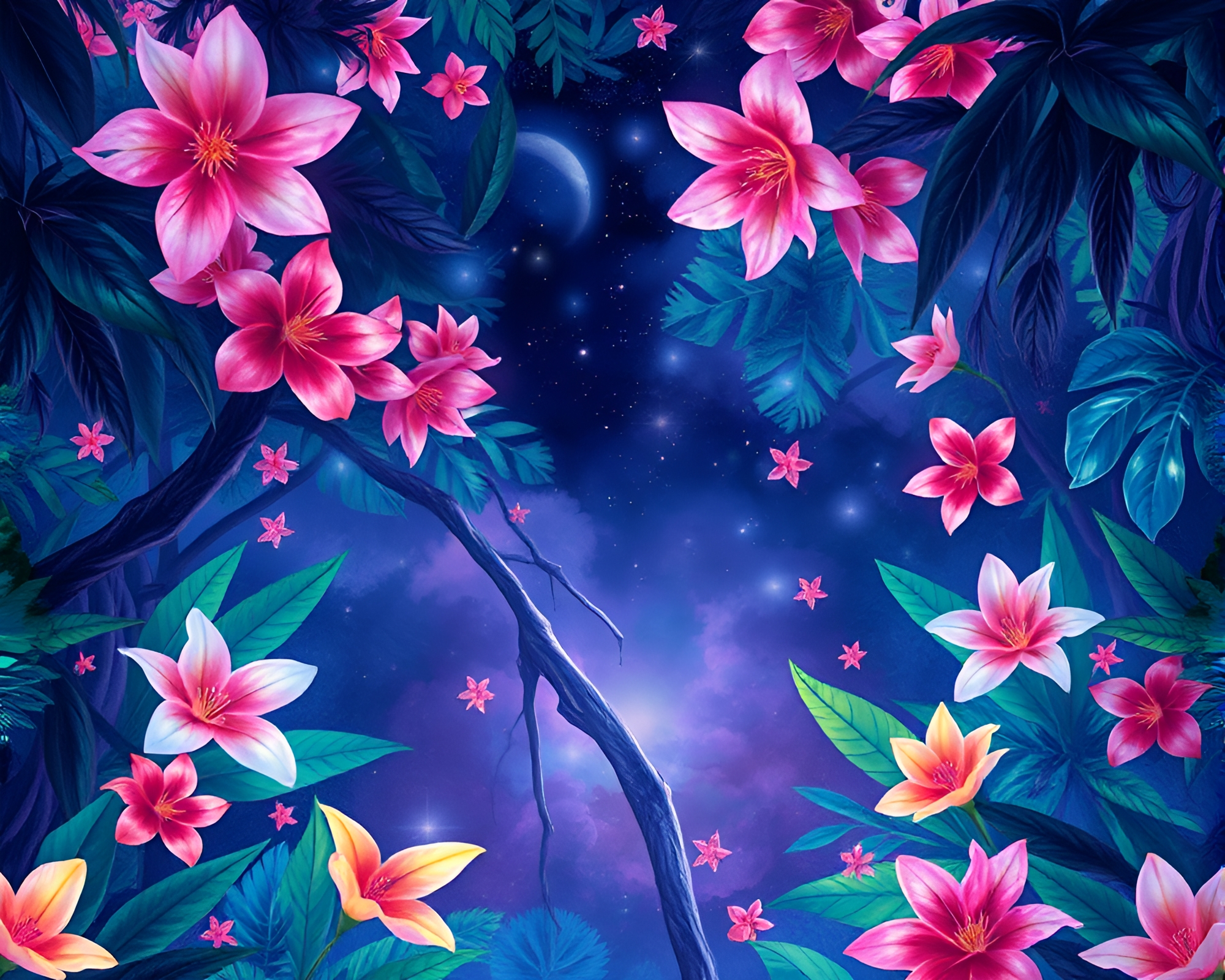 Glowing Rainforest Canopy Watercolor in Utopian Style – free AI stock image