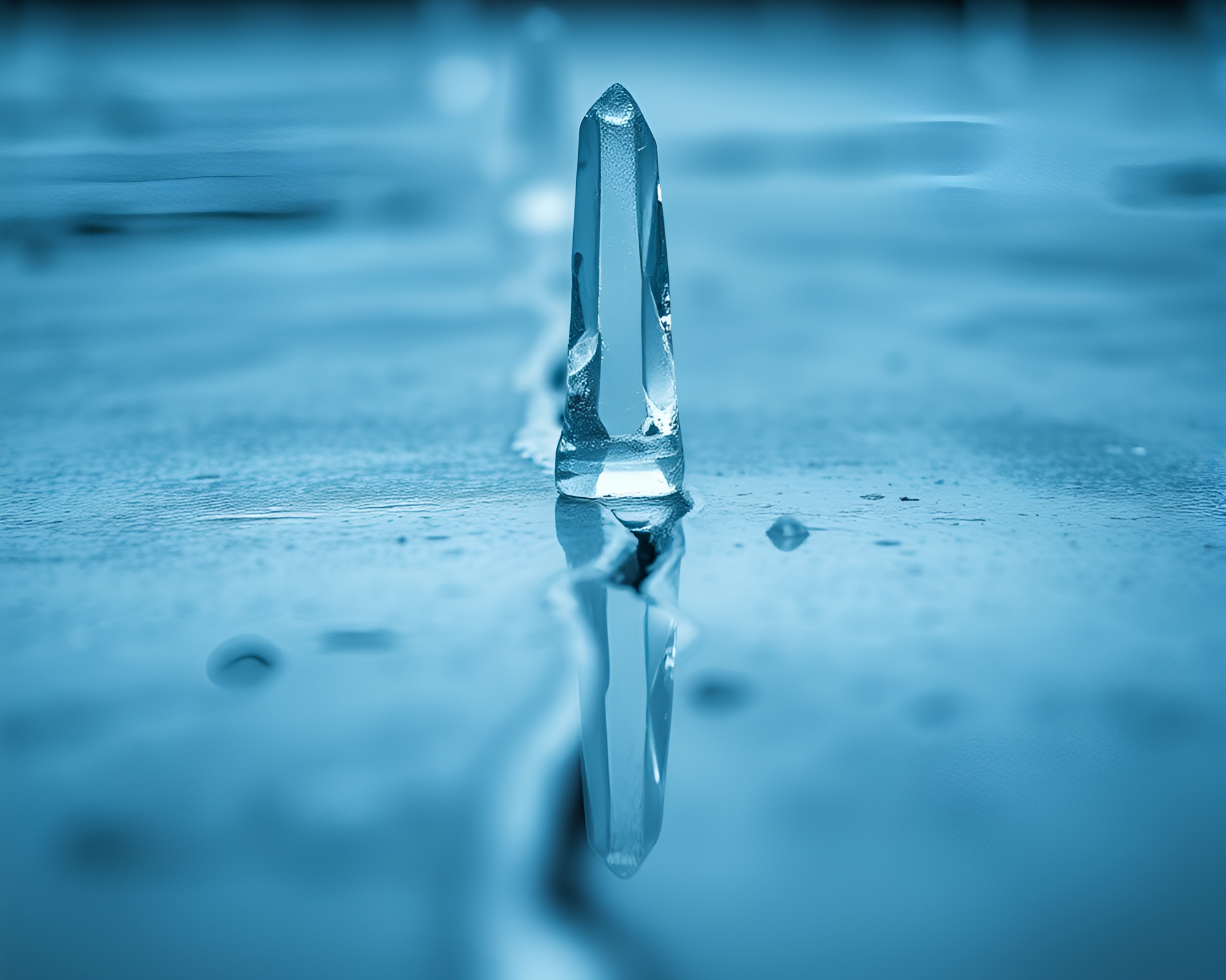 Glistening Ice Obelisk Reflecting Blue Steel Light – free AI stock image