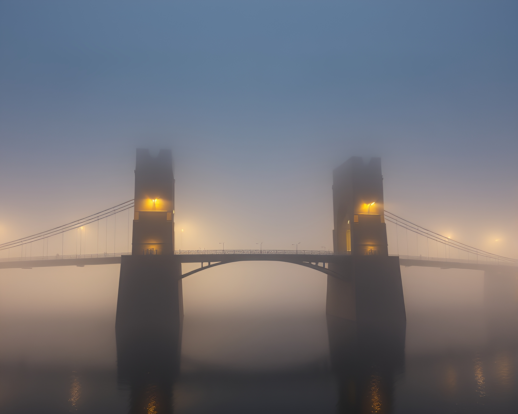Majestic Arch Bridge Shrouded in Enigmatic Fog Banks – free AI stock image
