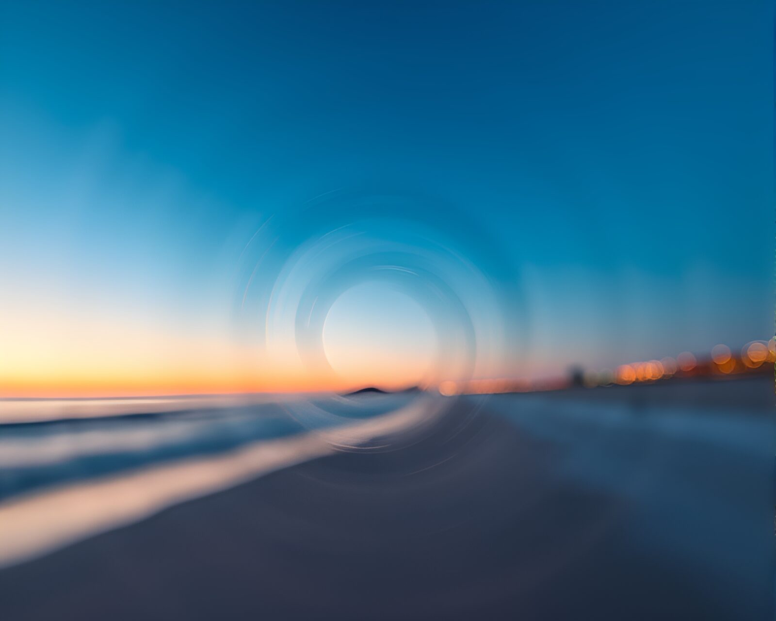 Twisting vortex on a beach at digital twilight
