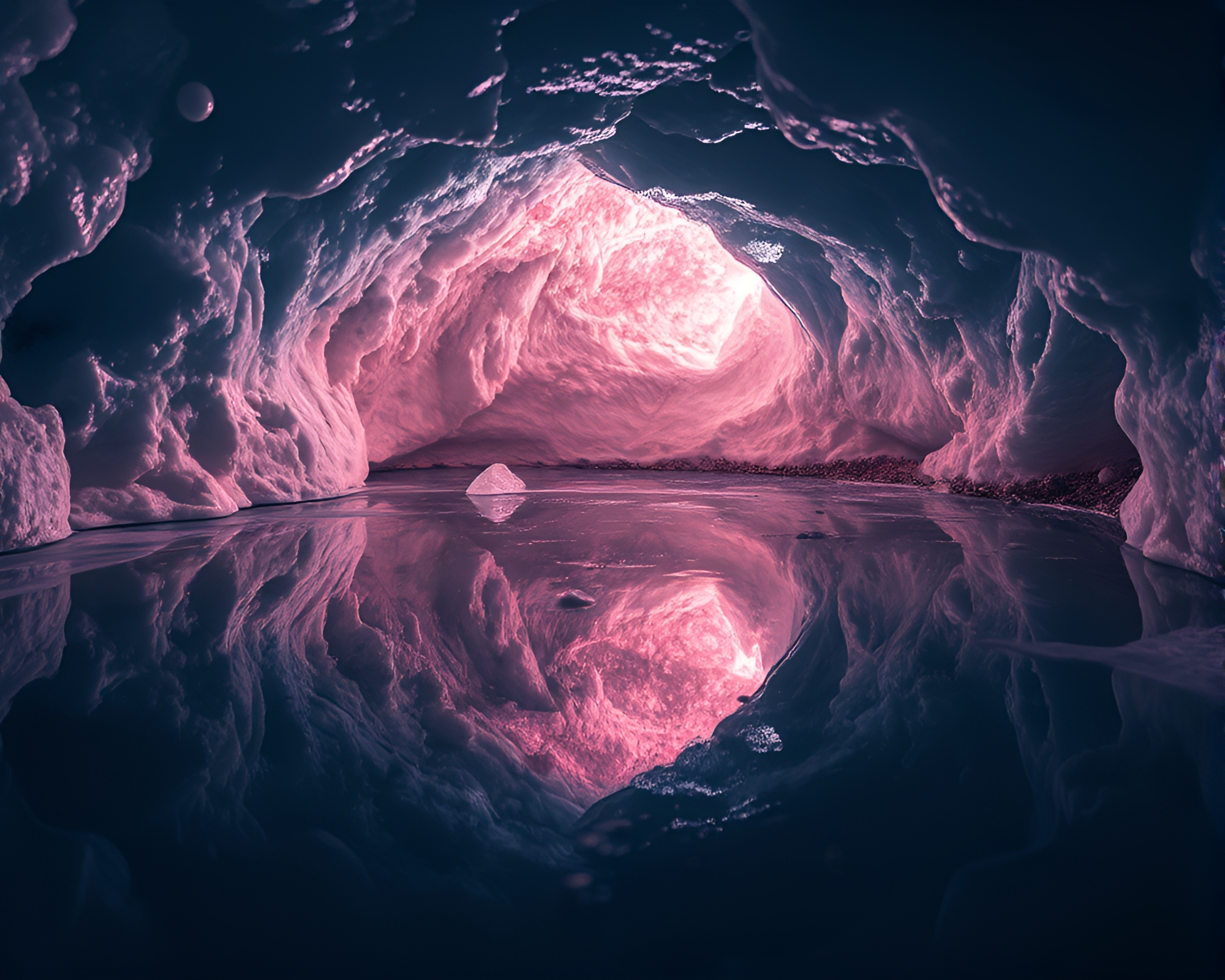 Frozen Disco Cavern Mirage Reflecting Ice Cracks – free AI stock image