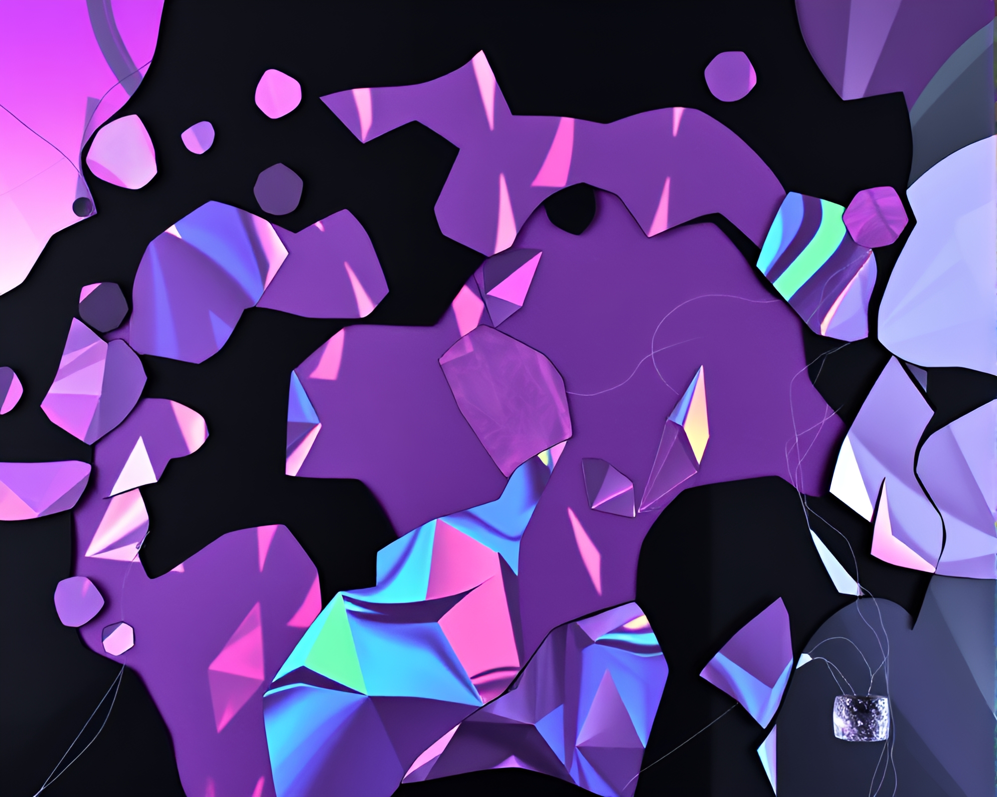 Holographic Noir Collage: Amethyst Dreamscape – free AI stock image