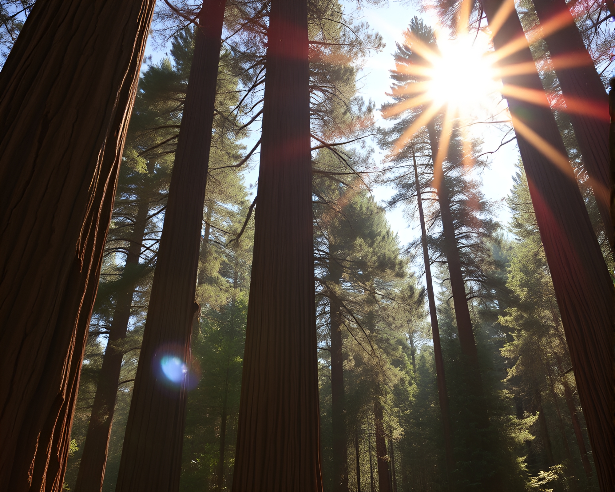 Golden Glare: Trompe-l’oeil Redwood Savannah – free AI stock image