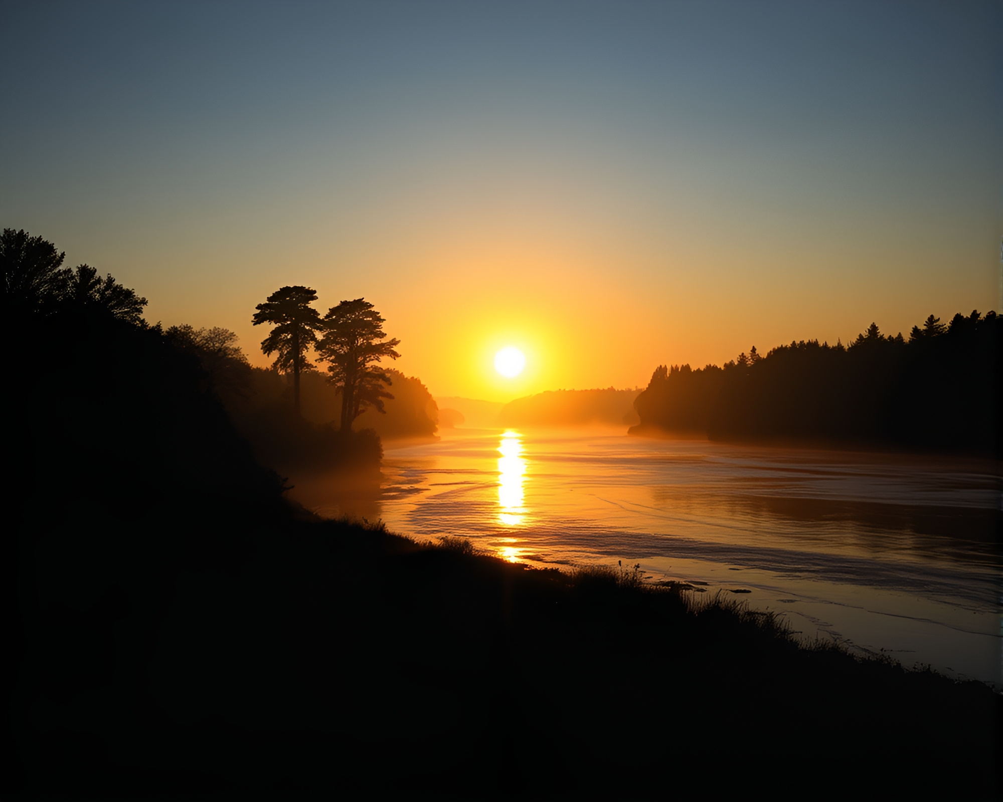 Savage River Silhouette at Dawn – free AI stock image