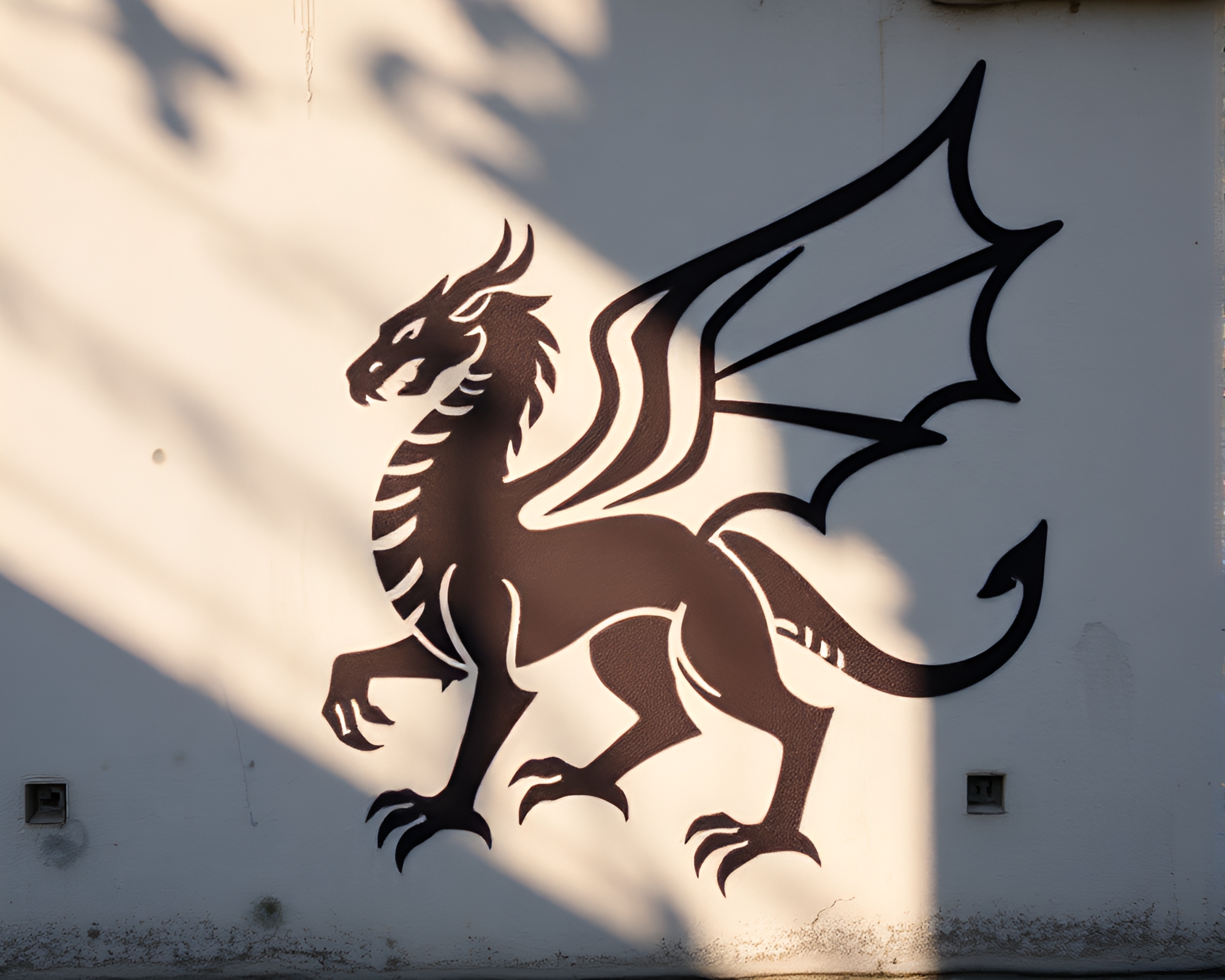 Gryphon Silhouette in Sunbeam Stencil Shadows – free AI stock image