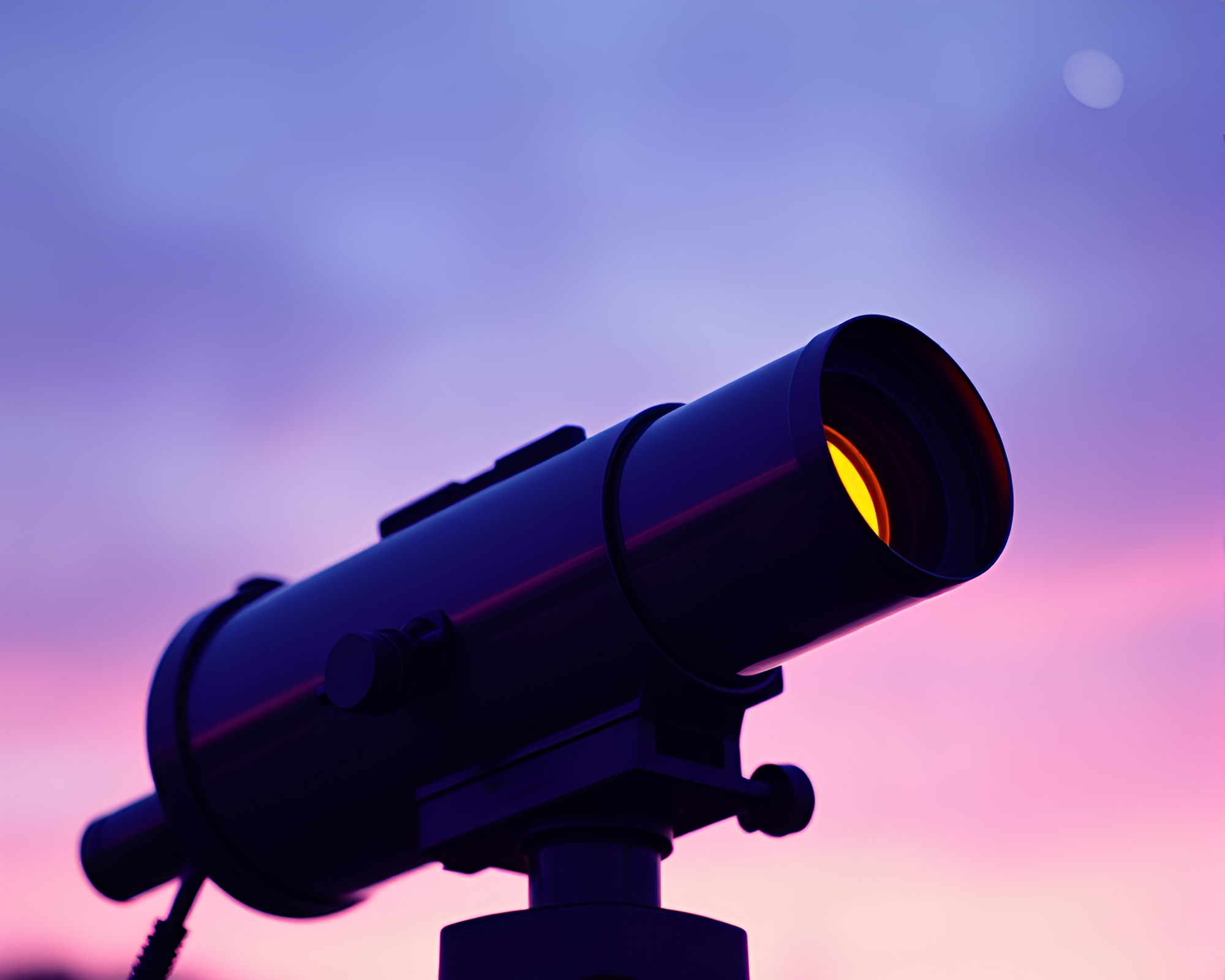 Vintage Telescope at Twilight: Pointillism Perspective – free AI stock image