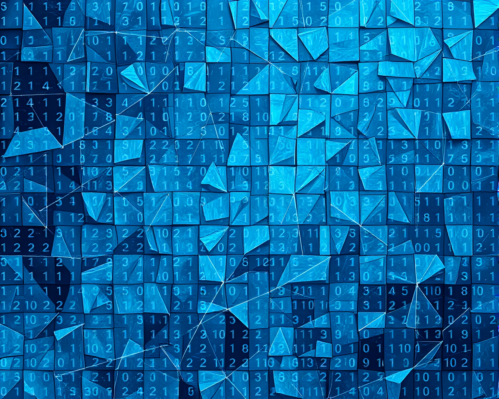 Fragmented Morse Code Origami in Ice-Blue Light – free AI stock image