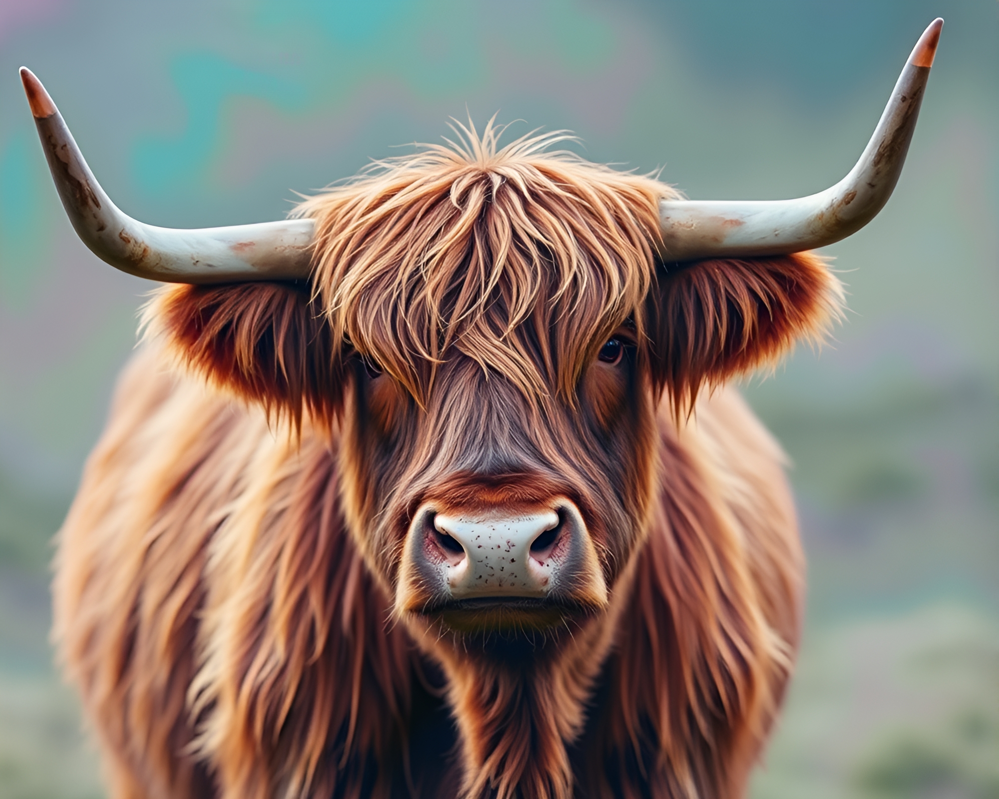 Iridescent Highland Cow Soap Film Photocollage – free AI stock image