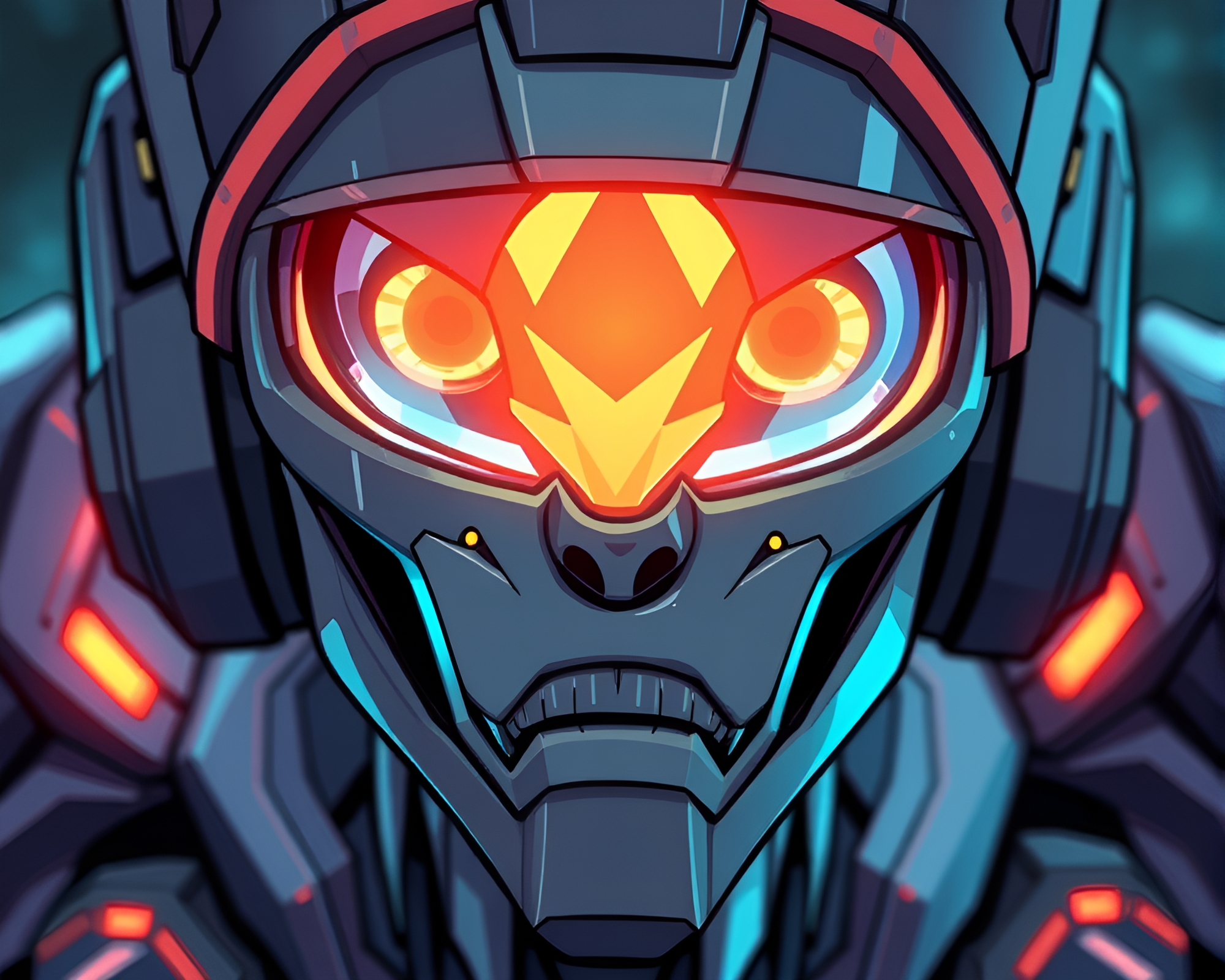 Cyborg Close-Up: Topaz Brightness Cartoon Style – free AI stock image