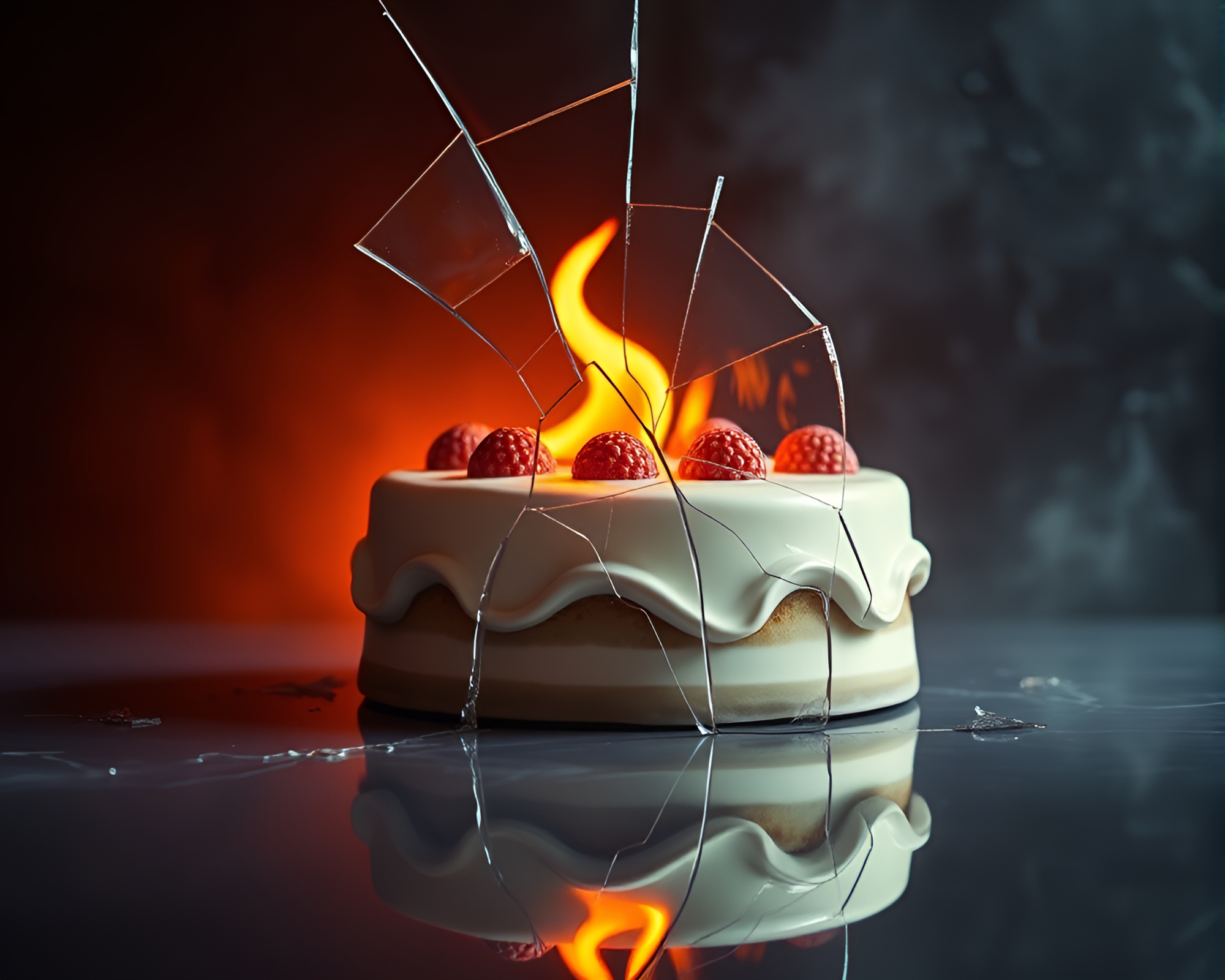 Shattered Glass Reflection in Marbled Cake Vector Art – free AI stock image