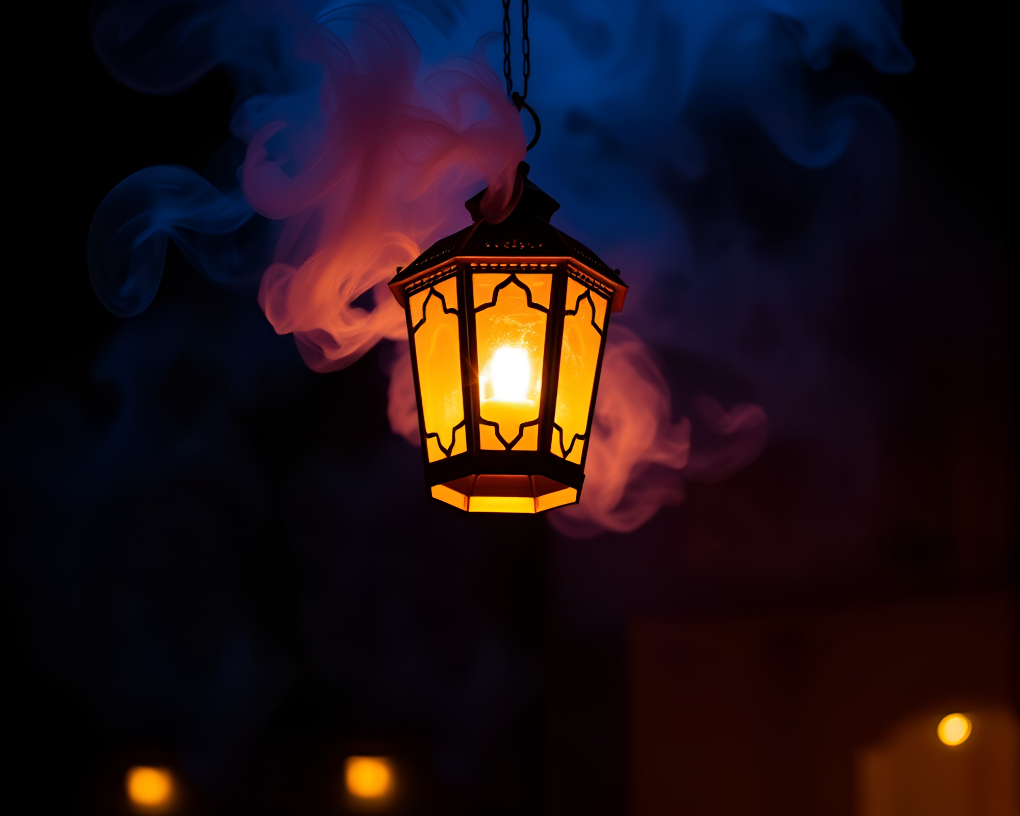 Lantern Glow Silhouette in Mystical Smoke Plume Swirls – free AI stock image