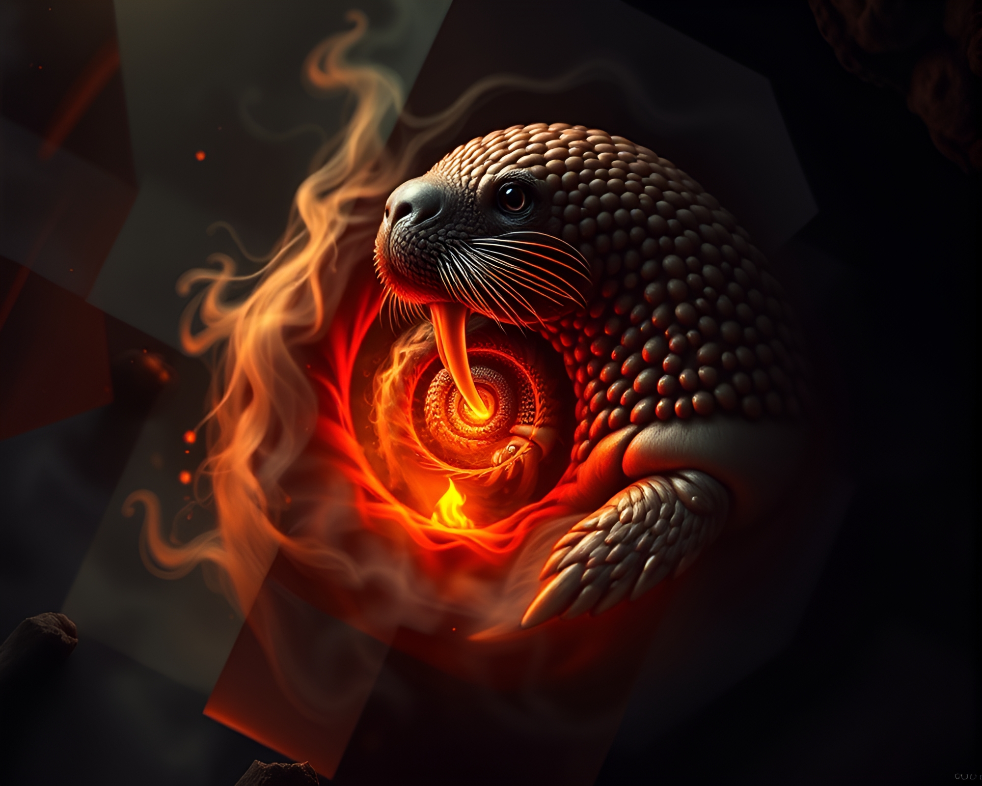 Walrus Spiral by Fireplace Glow – free AI stock image