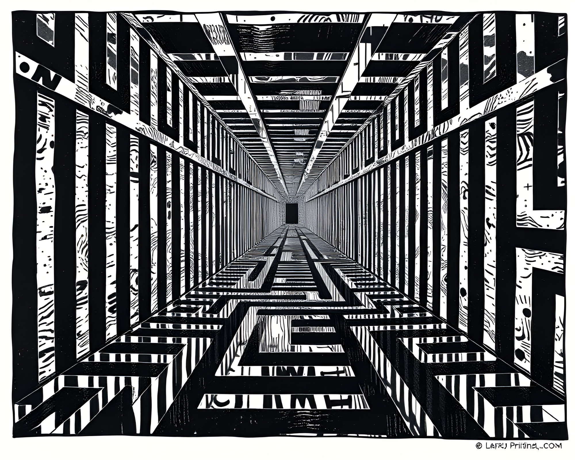 Linocut Mirror Maze HDR Photogrammetry Abstract Art – free AI stock image