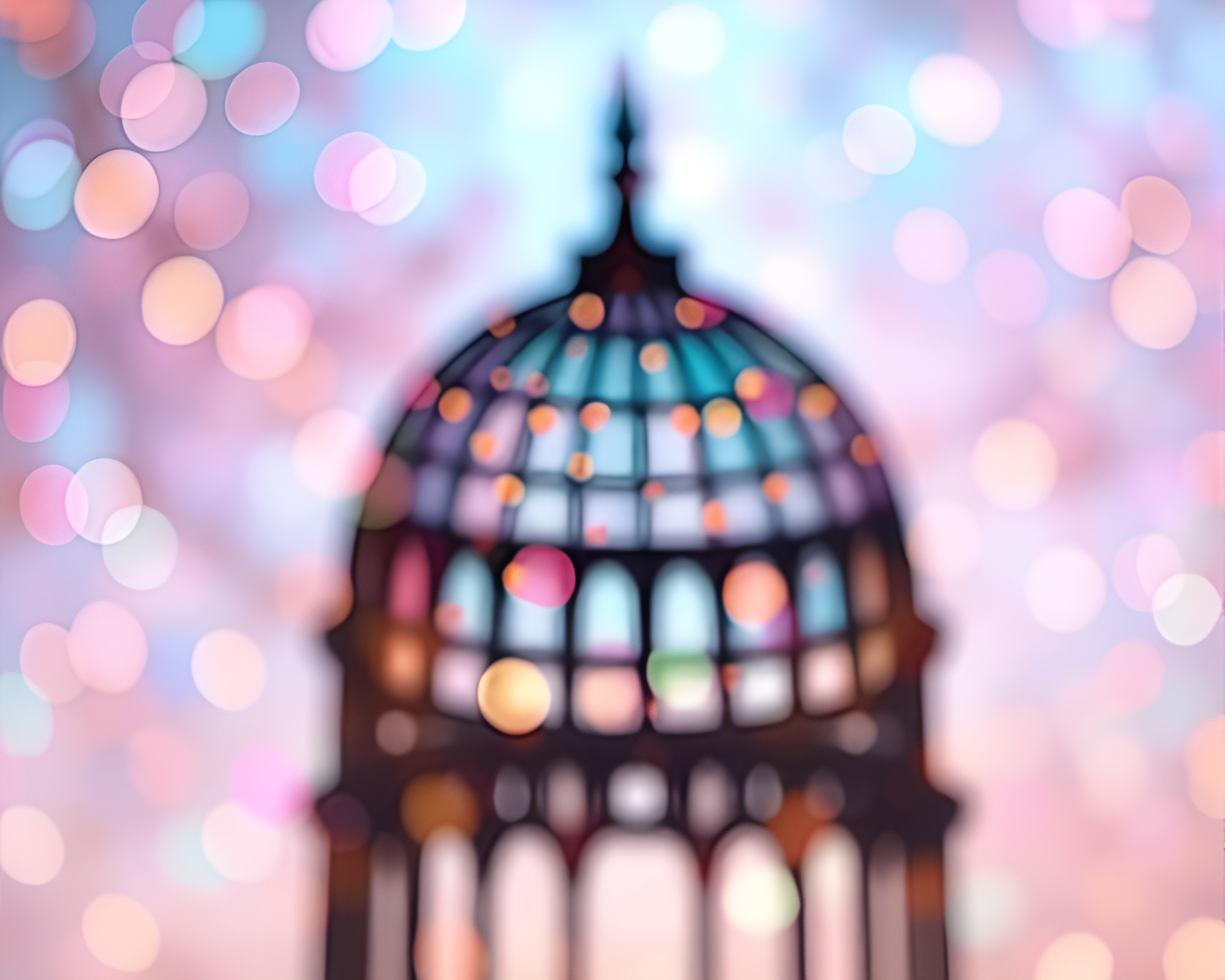 Pastel Stippled Stained Glass Dome Bokeh Wonderland – free AI stock image