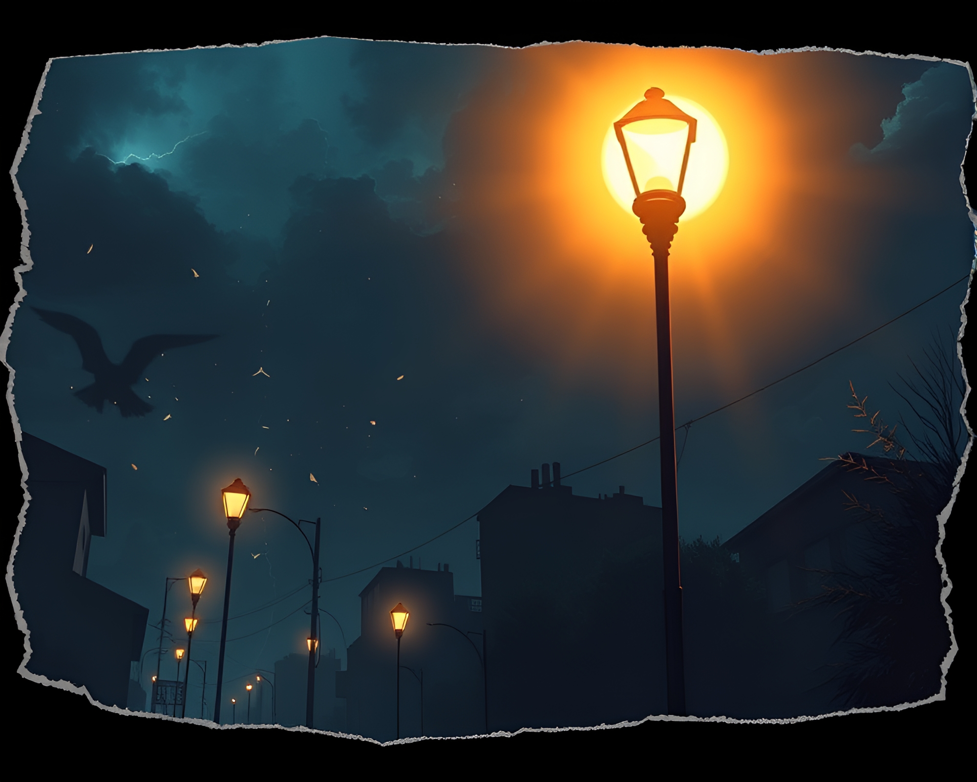 Interdimensional Streetlamp Portal in Graphic Novel Style – free AI stock image