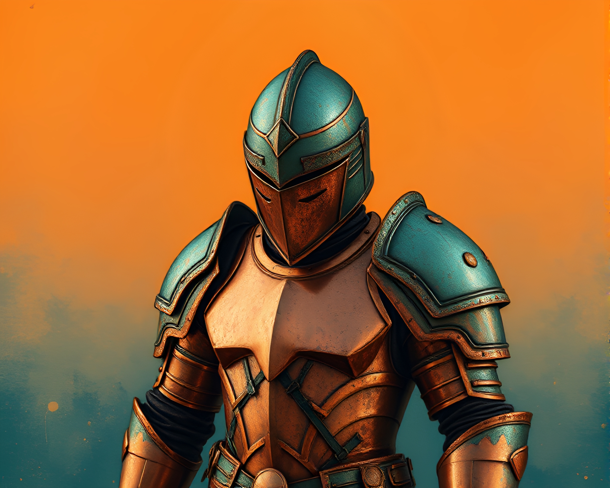 Sunset Armor Collage with Copper Verdigirs Composition – free AI stock image