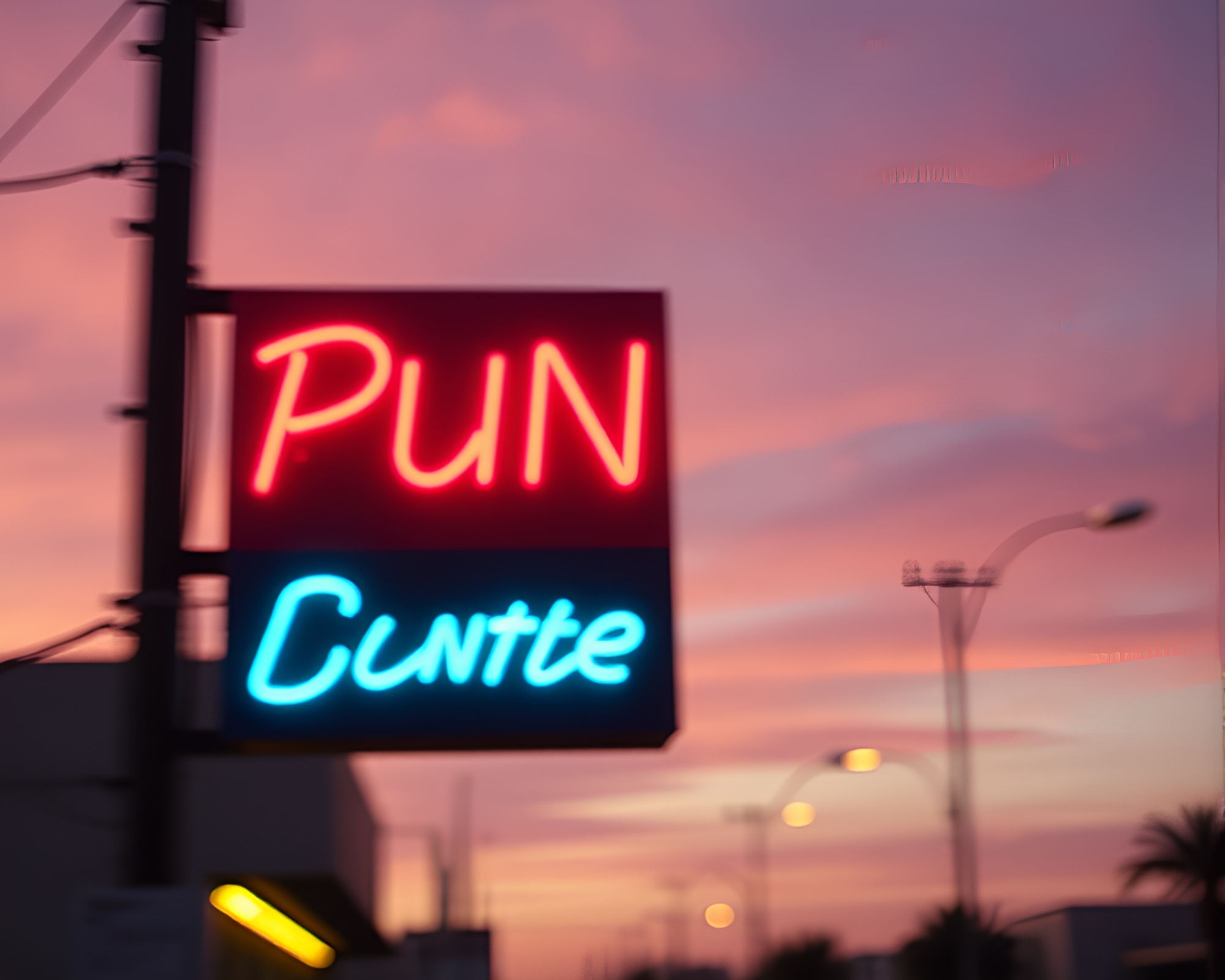 Neon Street Race at Sunrise: Retrowave Aesthetic – free AI stock image