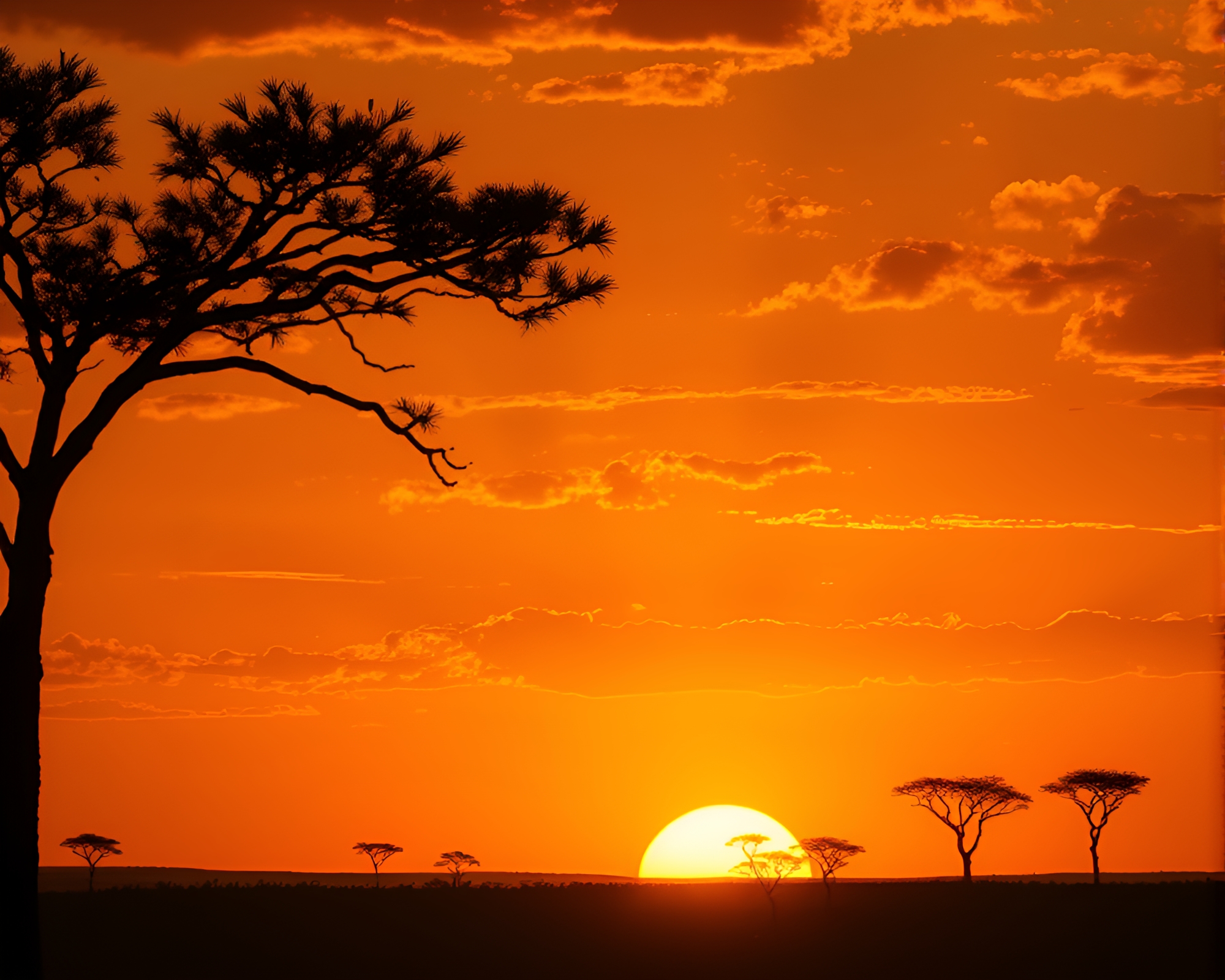 Savanna Sunset Serenity with Gold Foil Accents – free AI stock image