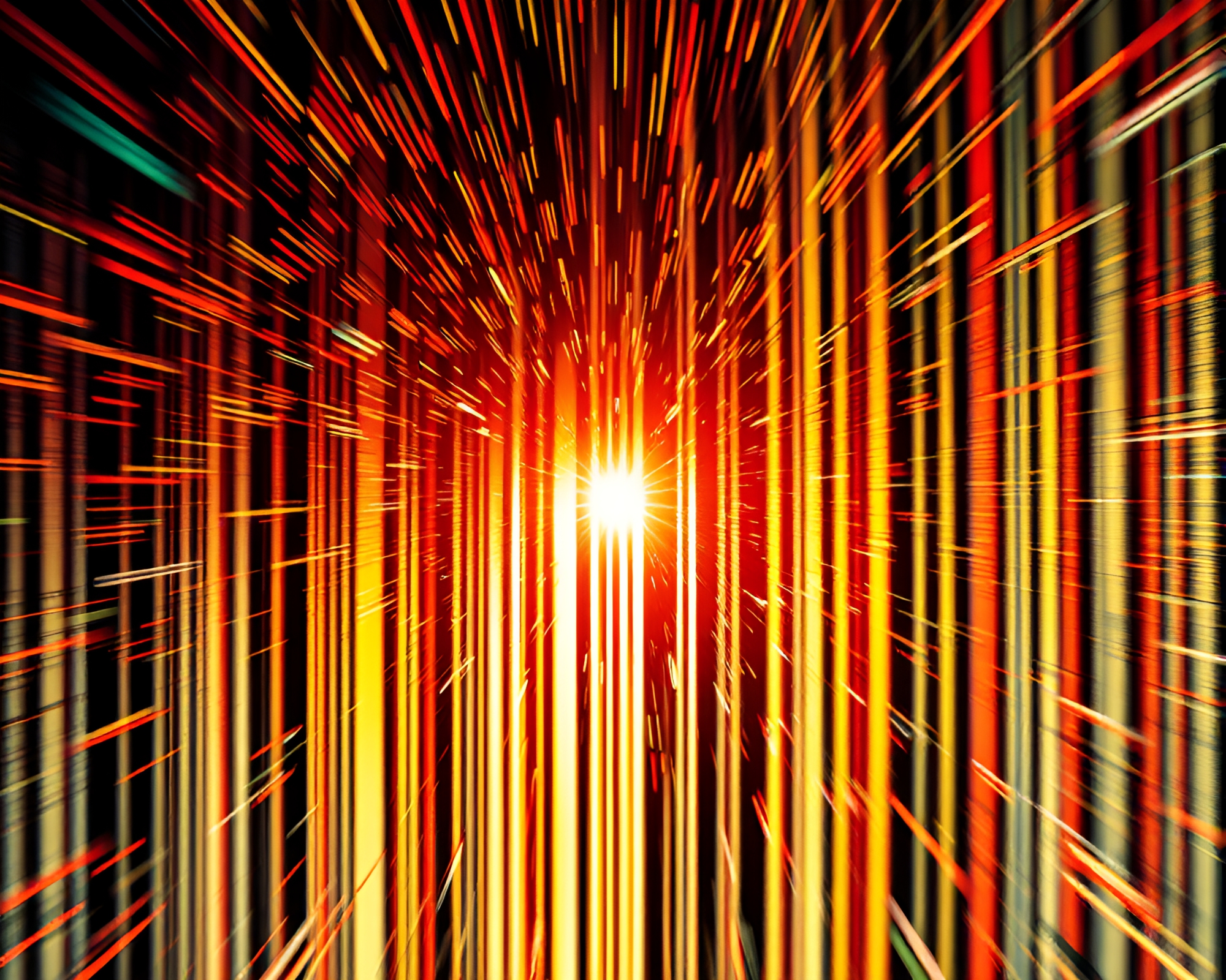 Cavernous Barcode Stripes with Lens Flare Bursts – free AI stock image