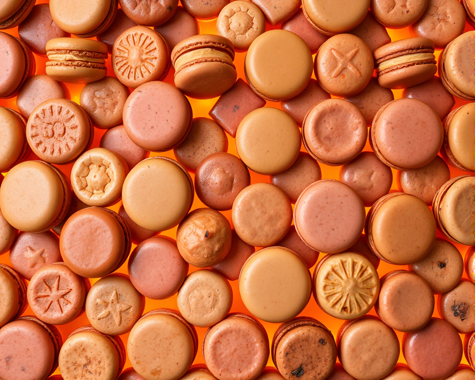 Hexagonal Macaron Bonfire Feast with Procedural Texture – free AI stock image