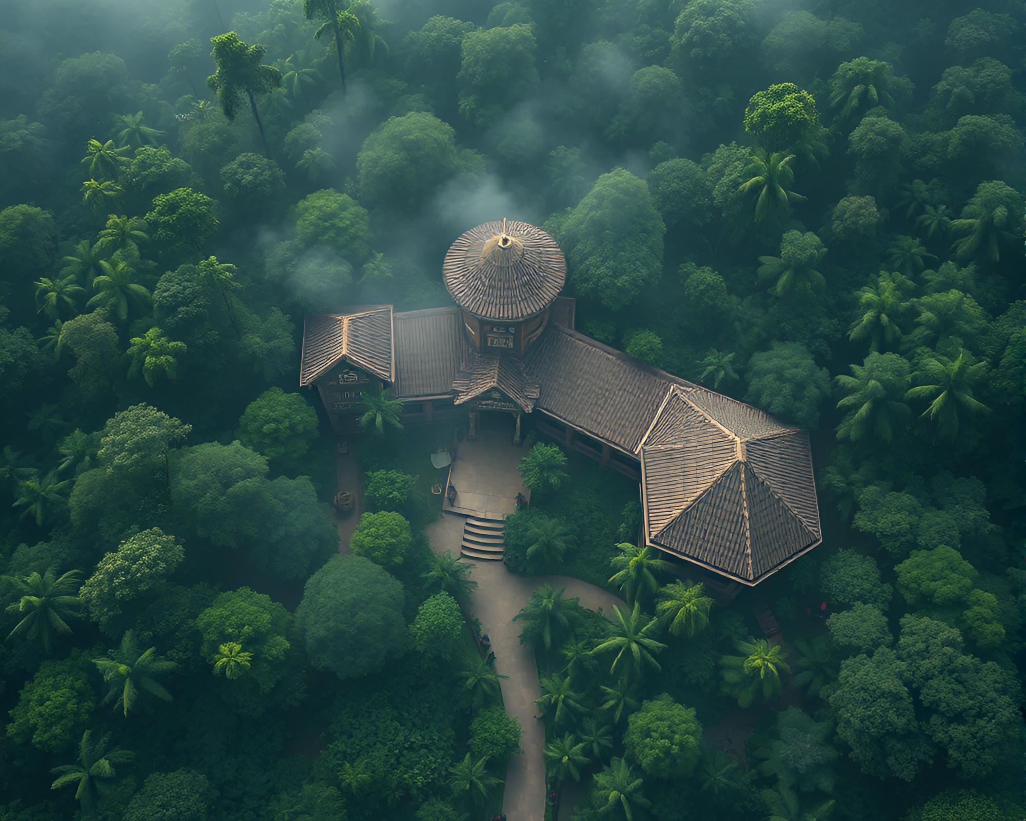 Tiger’s Eye View in Rainforest Green Haze – free AI stock image