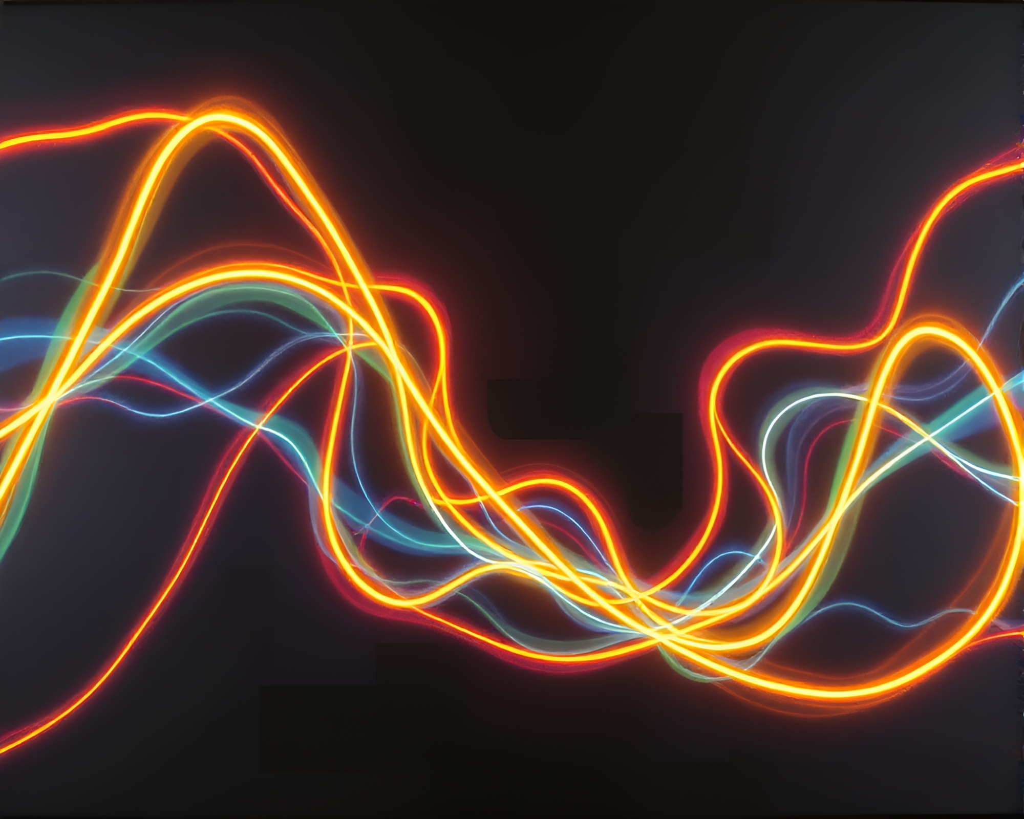 Vibrant Fractal Neon Illuminations Painted on Canvas – free AI stock image