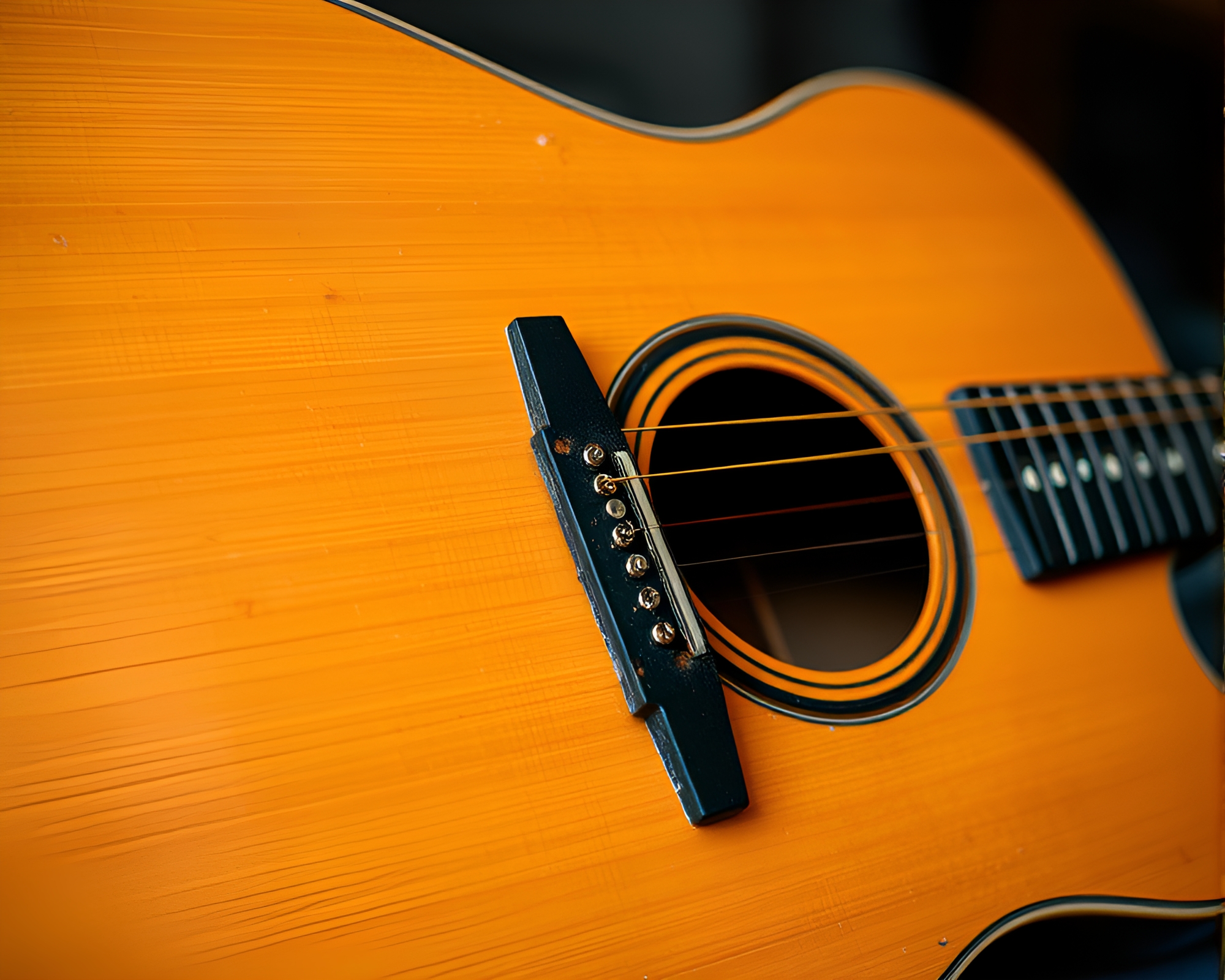 Ethereal Guitar in Peachy Mildew Spots Glow – free AI stock image