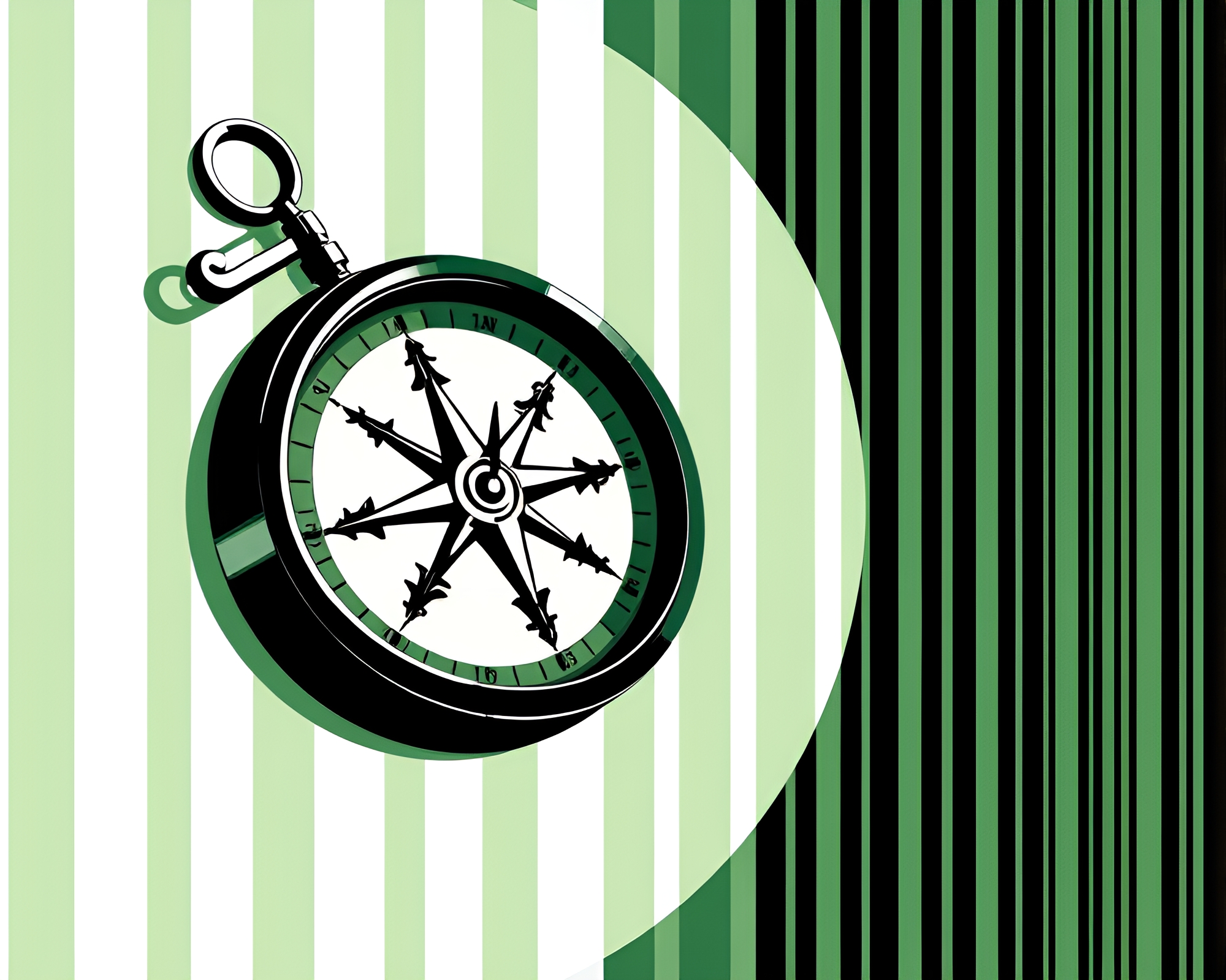 Barcode Compass in Enchanted Forest Green Fashion Illustration – free AI stock image