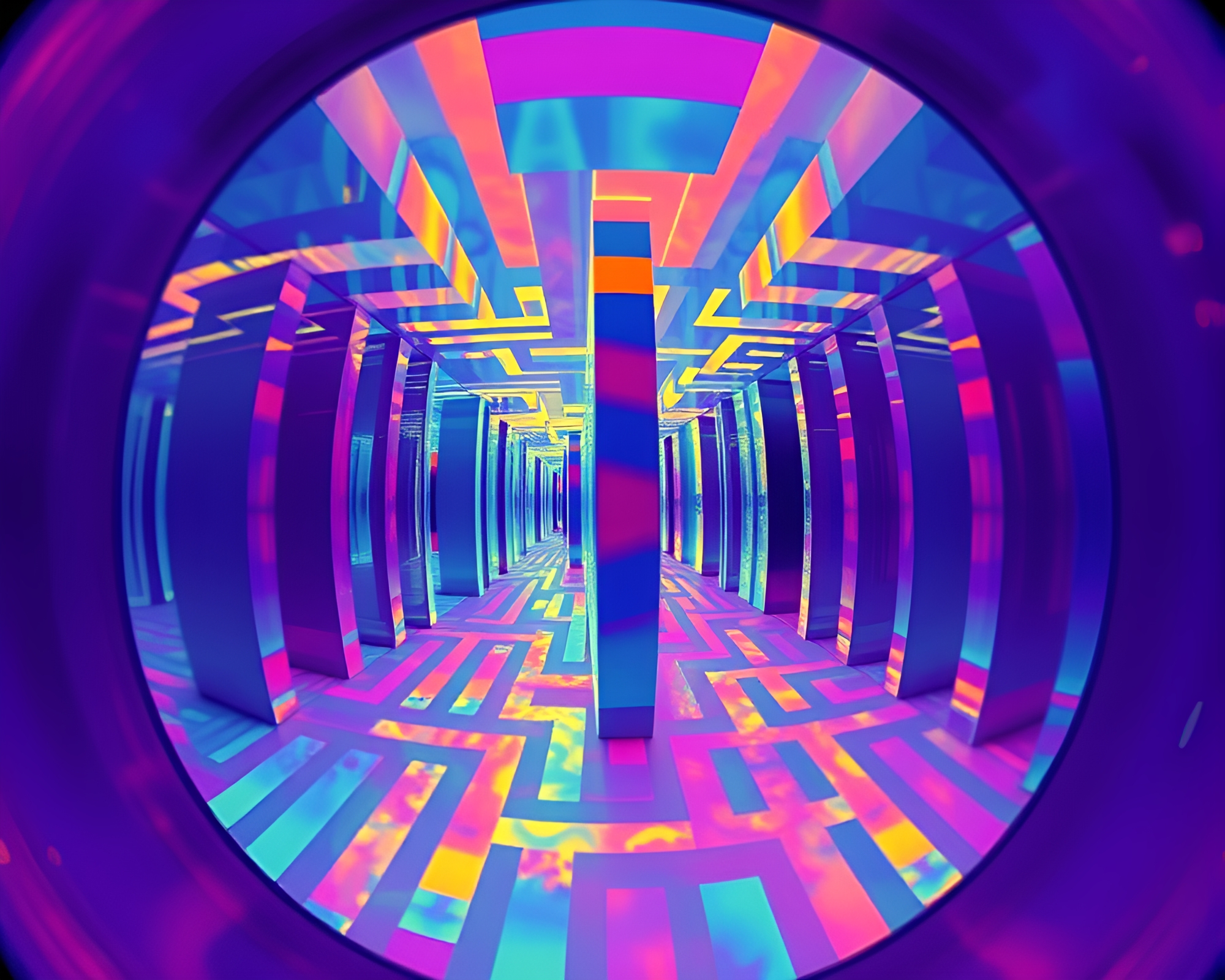 Mesmerizing Collage: Mirror Maze Thermal Imager – free AI stock image