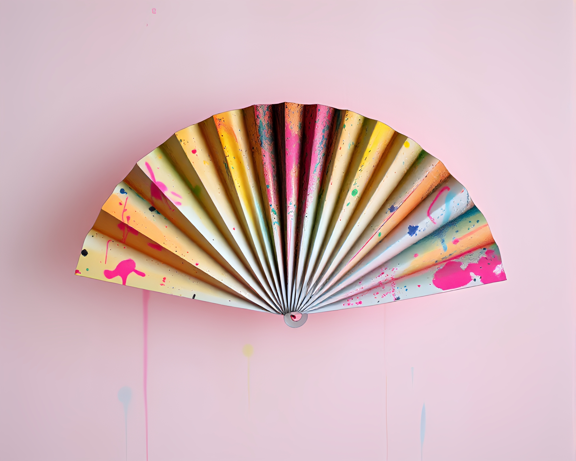 Hand-painted Fan Amid Backscatter Flare – free AI stock image