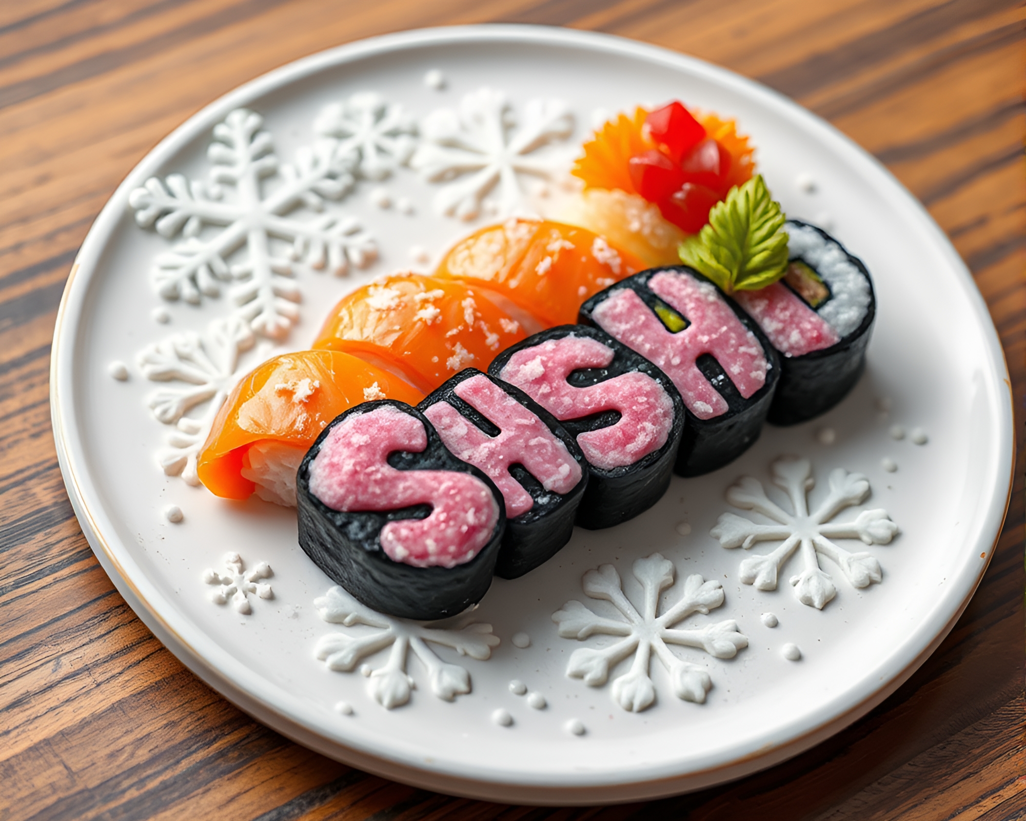 Gelbooru: Snowflake Sushi Platter in Pastel Graffiti – free AI stock image