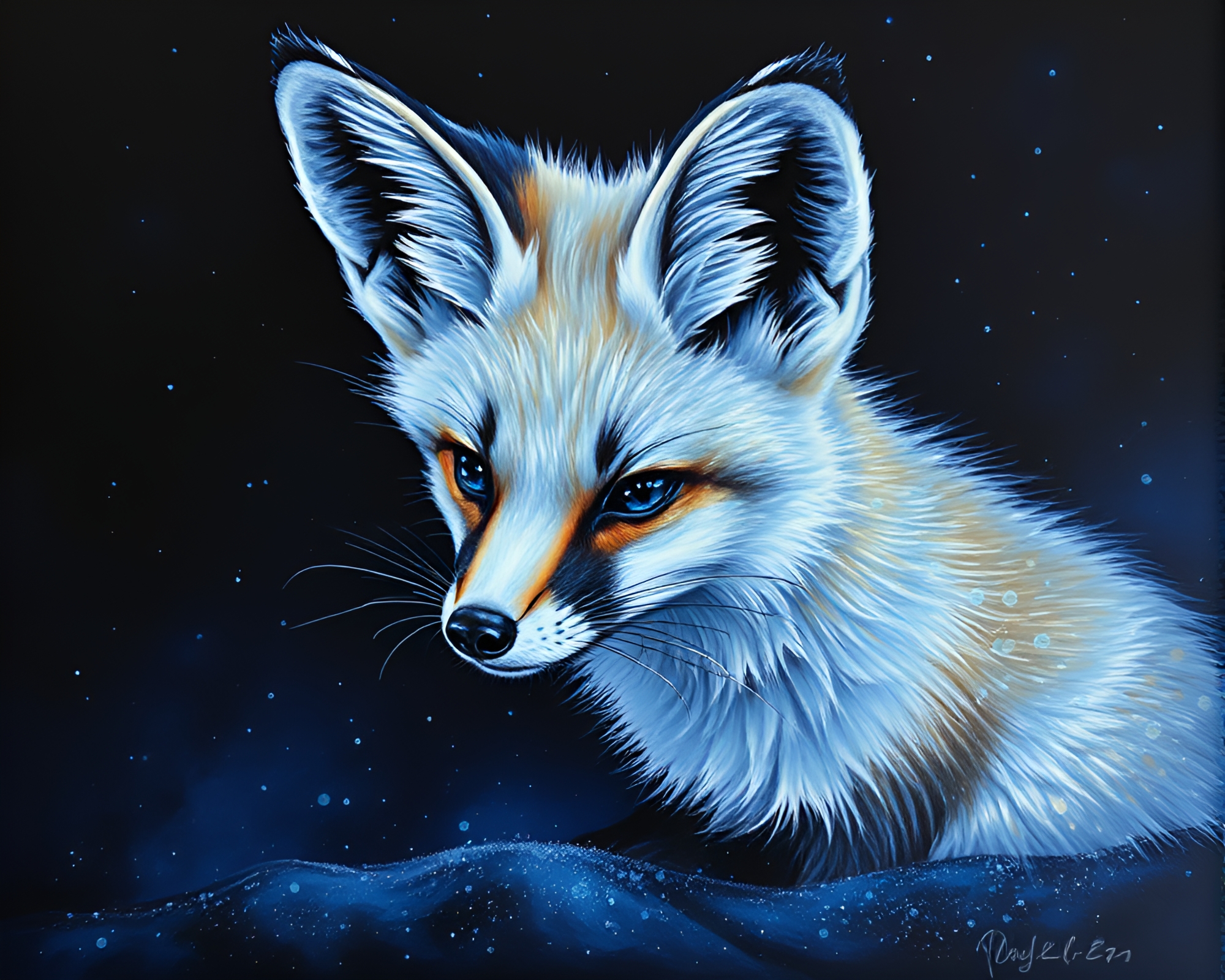 Fennec Fox Hologram Specks Artwork – free AI stock image