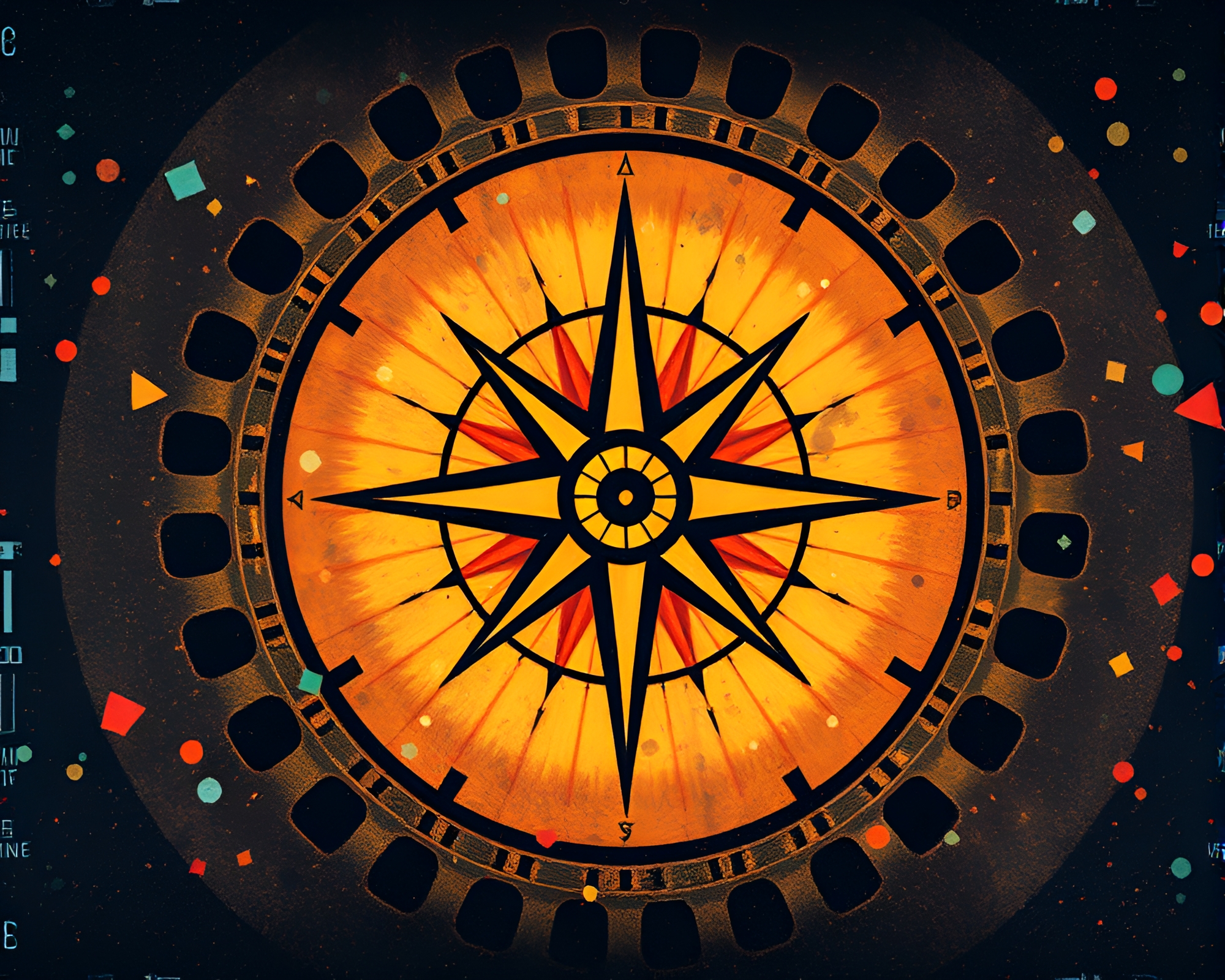 Vintage Film Sprocket Holes on Antique Compass – free AI stock image