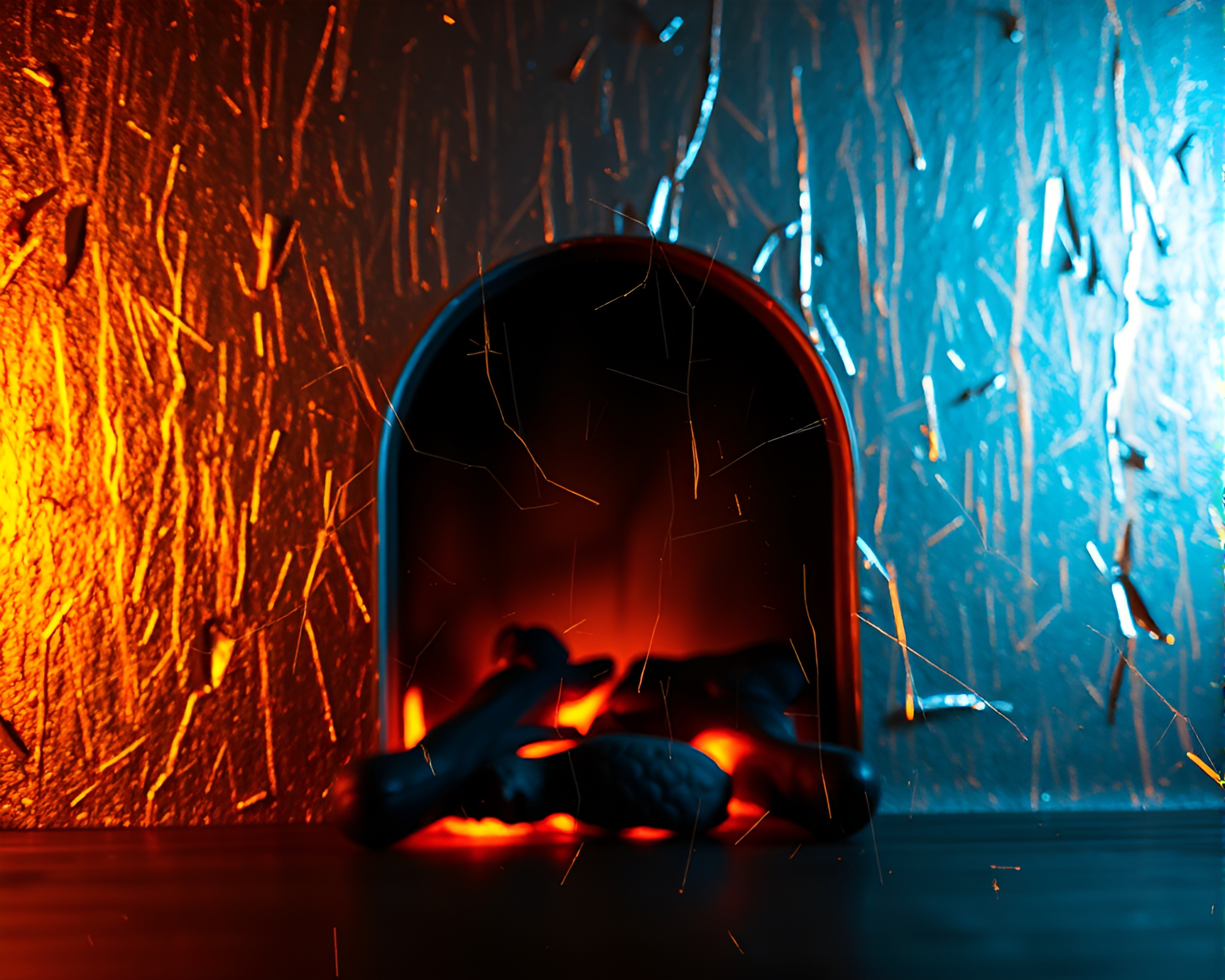 Interdimensional Portal Illuminated by Fireplace Light – free AI stock image