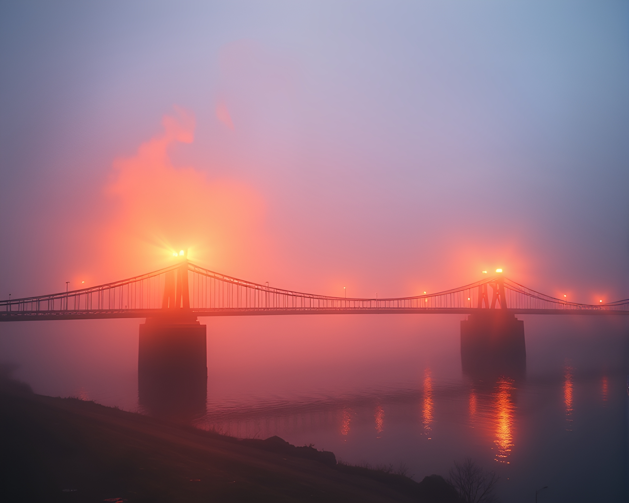 Surreal Glass Bridge with Candle Smoke Op Art – free AI stock image