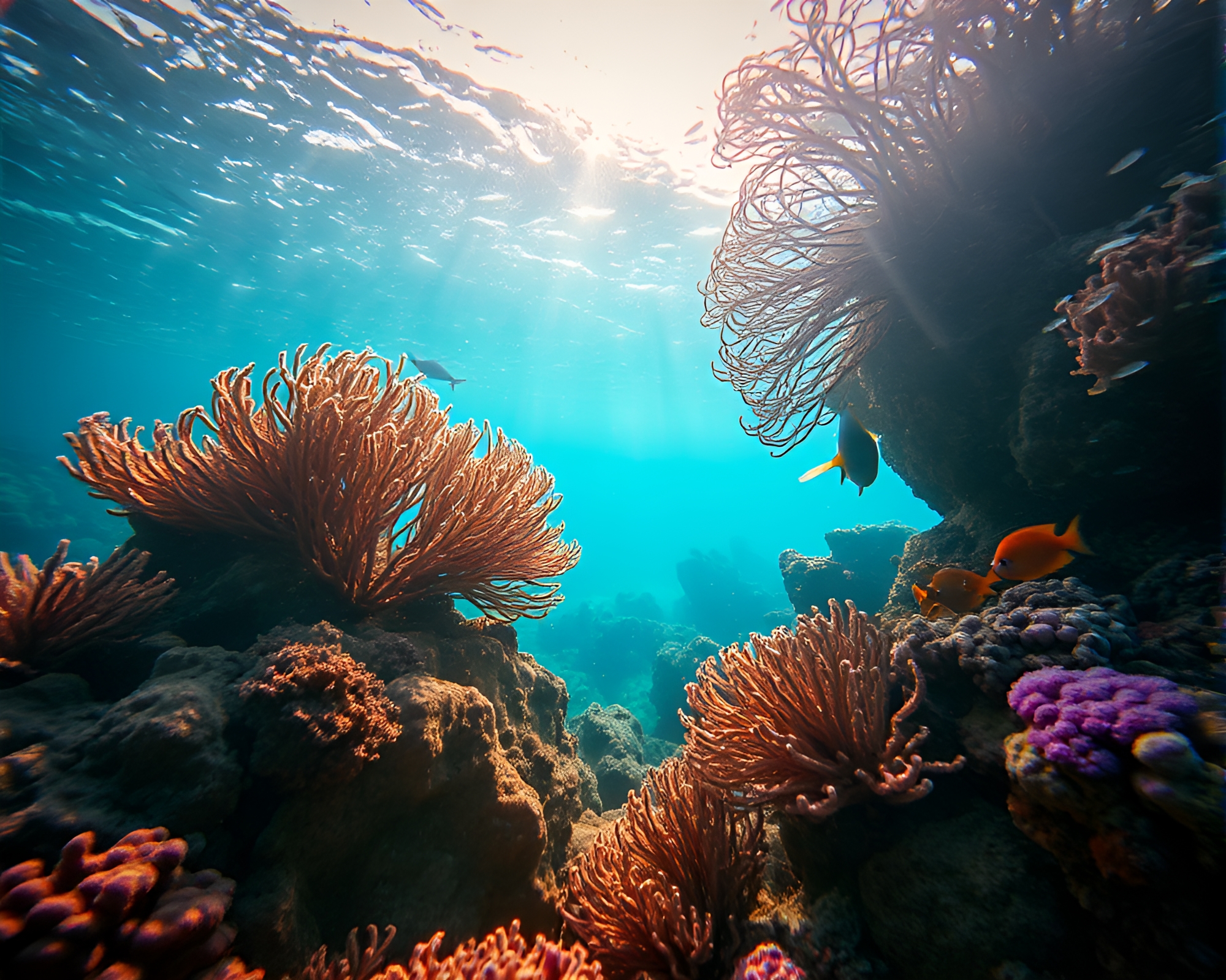 Coral Reef Dreaming: Lens Distorted HDR Wonderland – free AI stock image