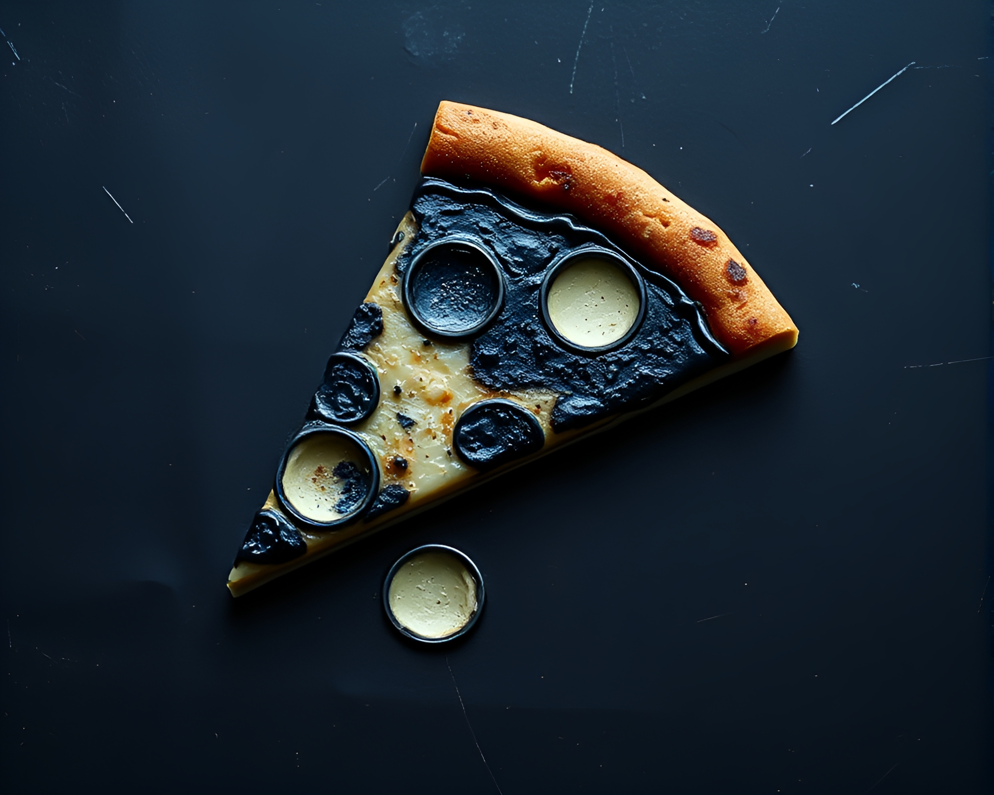 Metallic Pizza Slice in Indigo Mystery – free AI stock image
