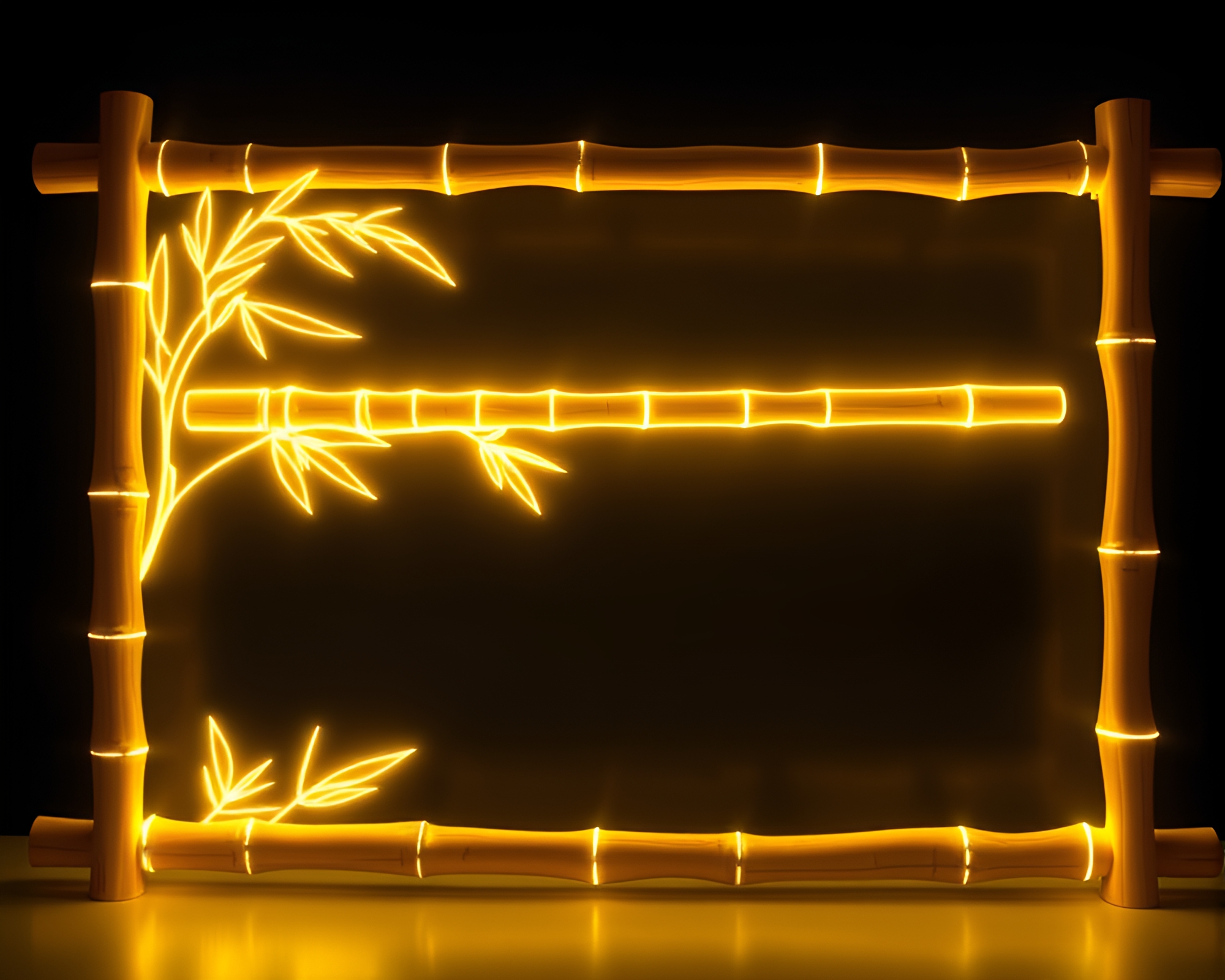 Bamboo Flute Glow: ASCII Art Natural Frame Concept – free AI stock image