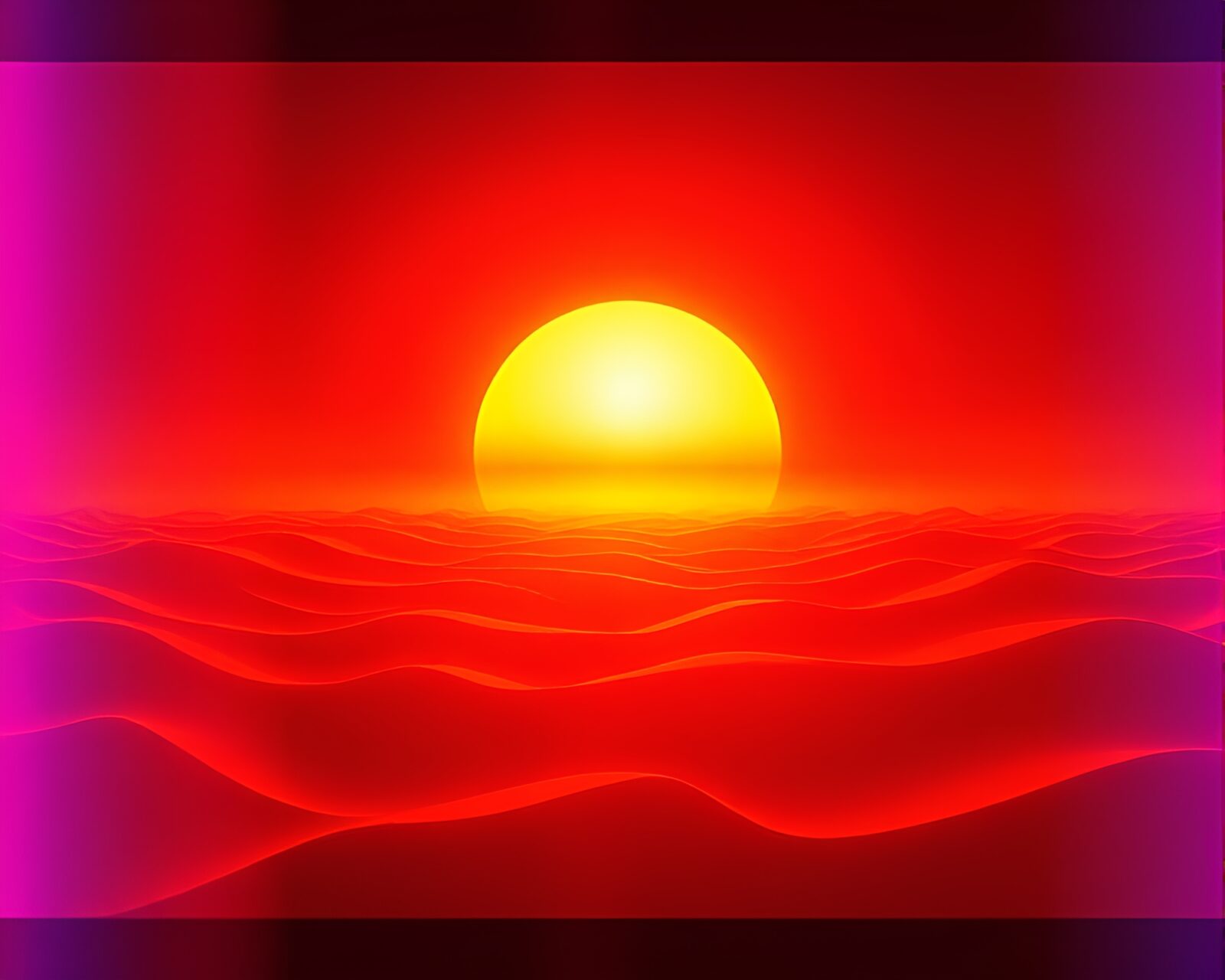 Abstract digital painting with sun glares and retro grid pattern