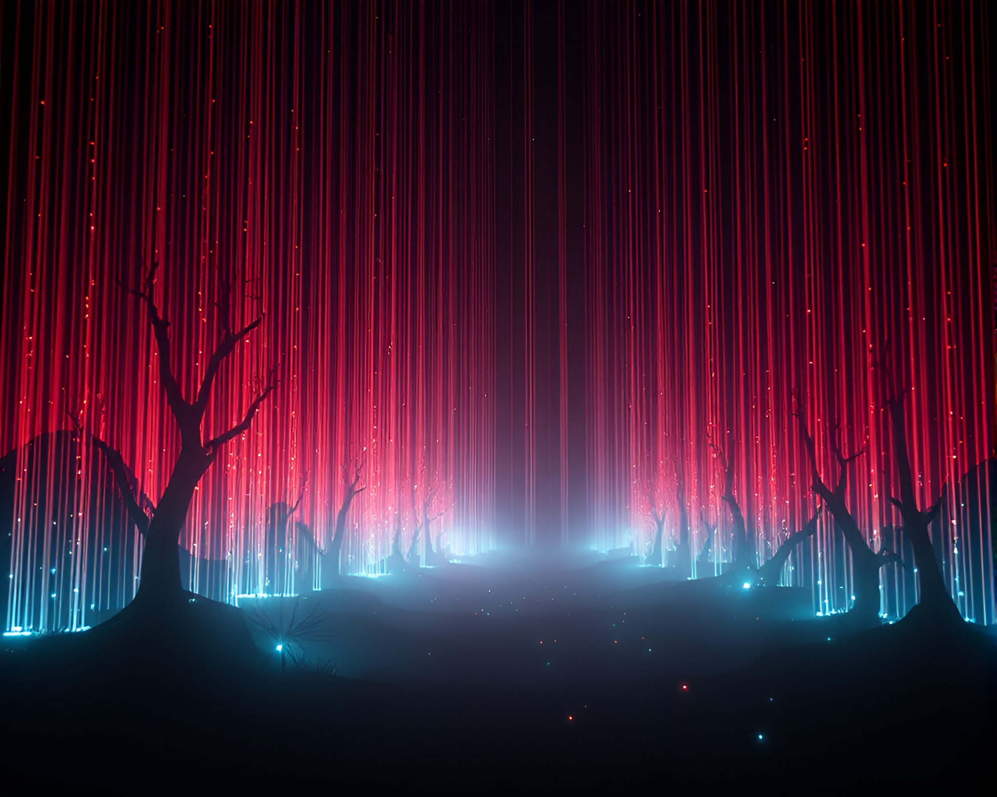 Fiber Optic Dreamscape: Dramatic Voxel Art – free AI stock image
