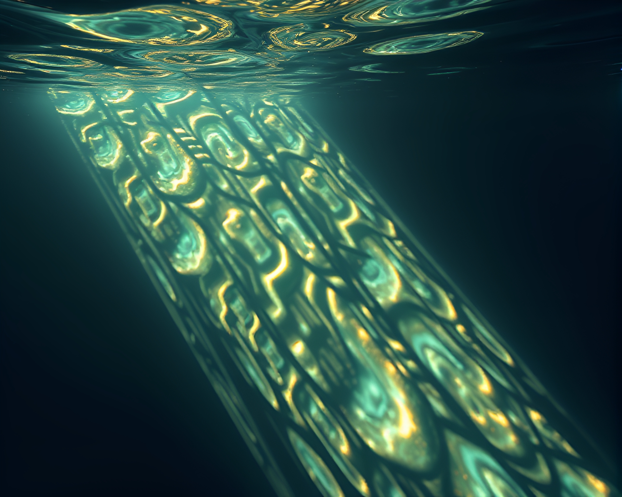 Gilded Submersible in Hard Shadows – free AI stock image