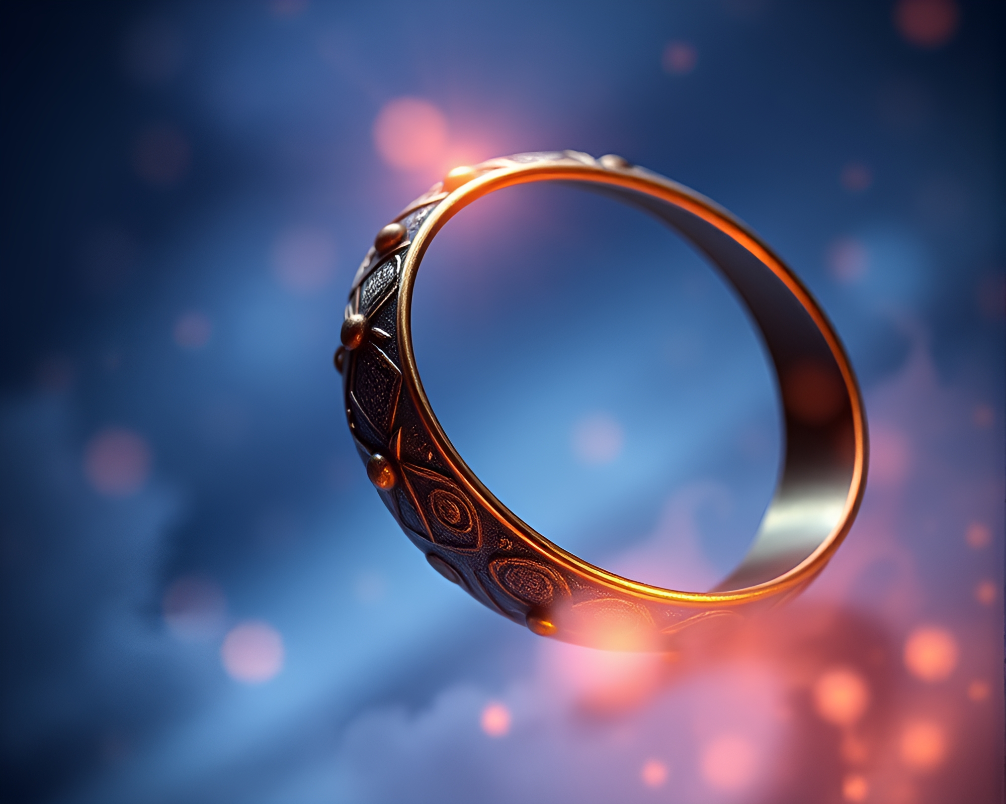 Digital Twilight Haze: Bronze Patina Bracelet Algorithmic Art – free AI stock image