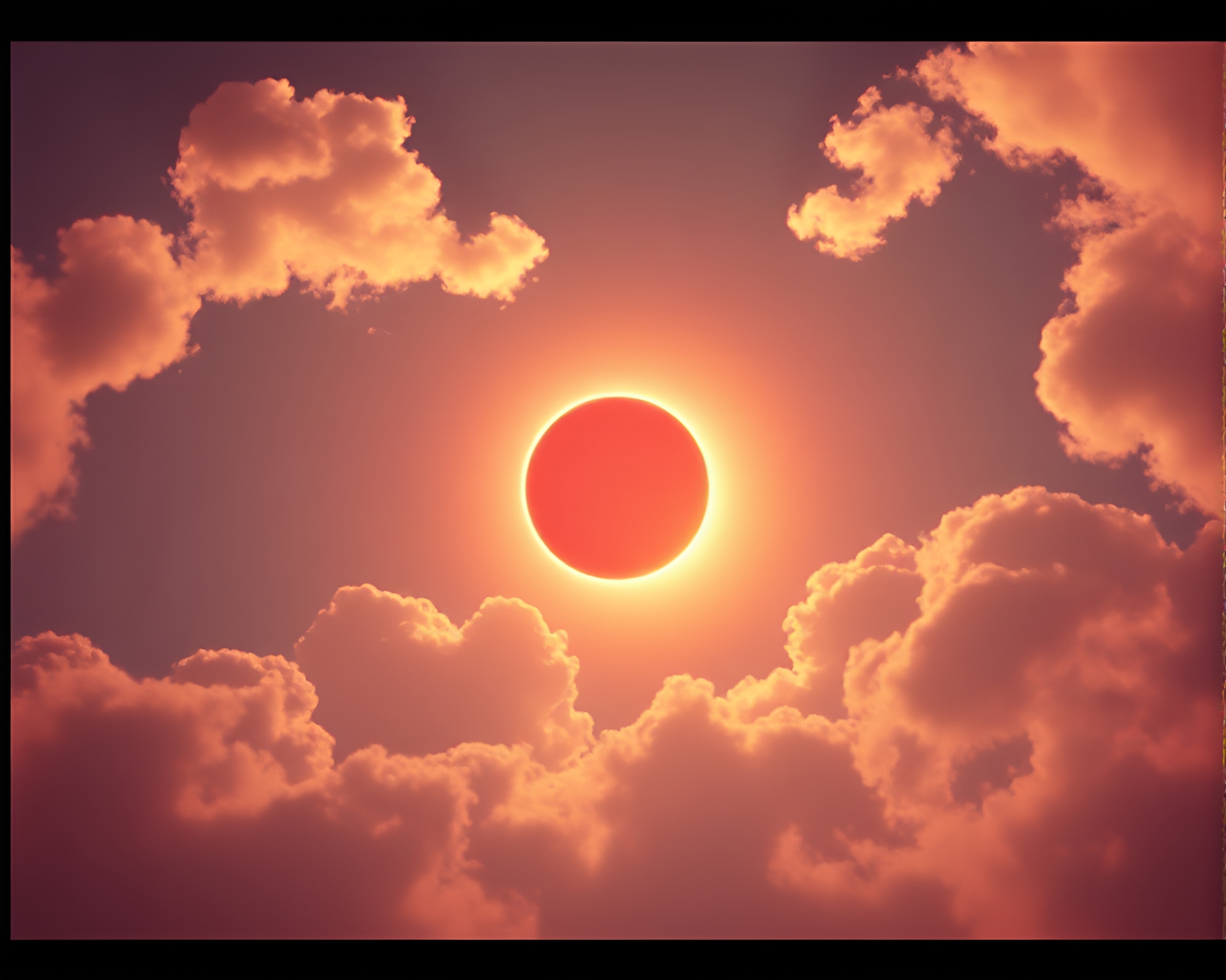 Mesmerizing Solar Eclipse through Volcanic Ash Clouds – free AI stock image